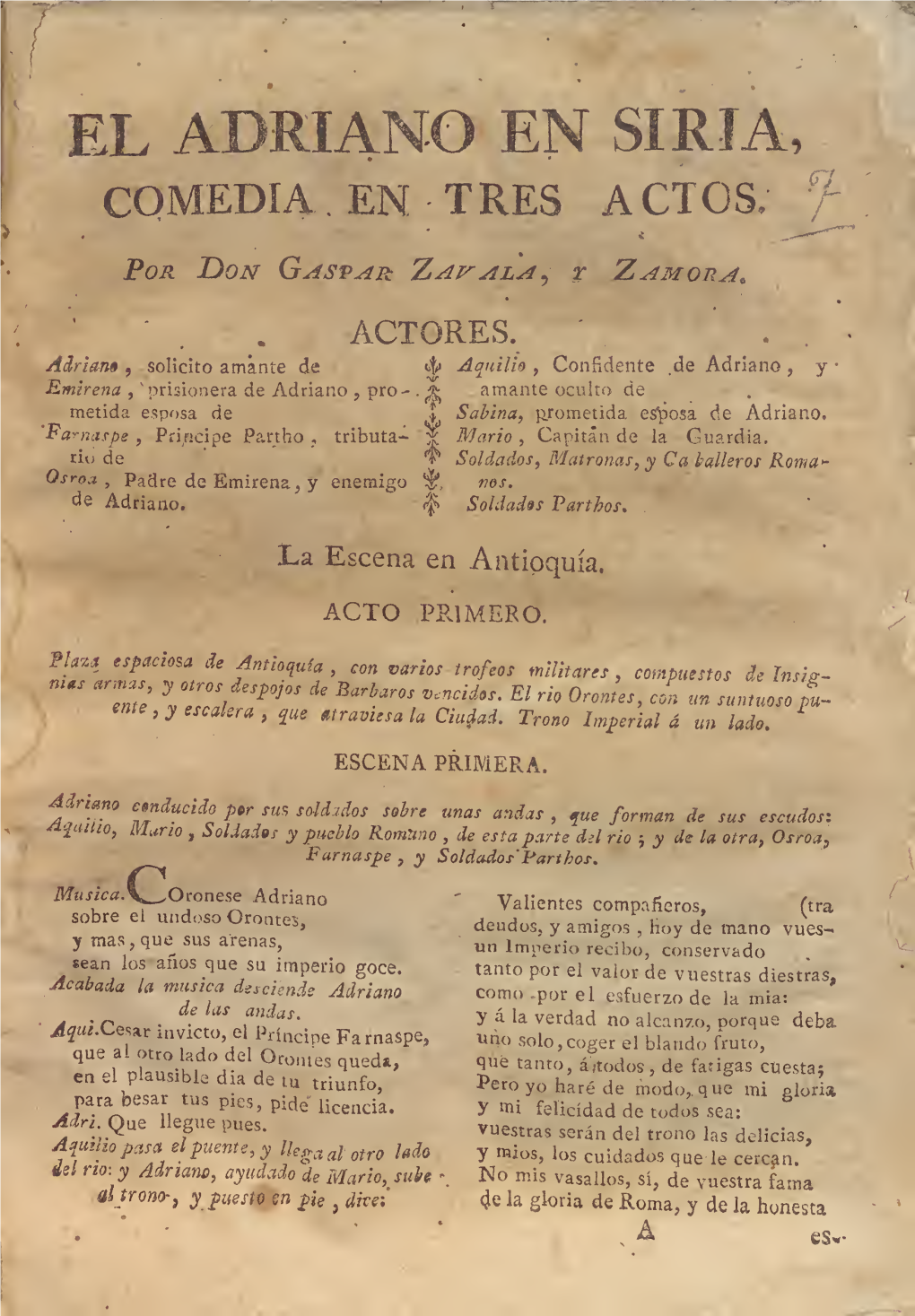 El Adriano En Siria : Comedia En Tres Actos