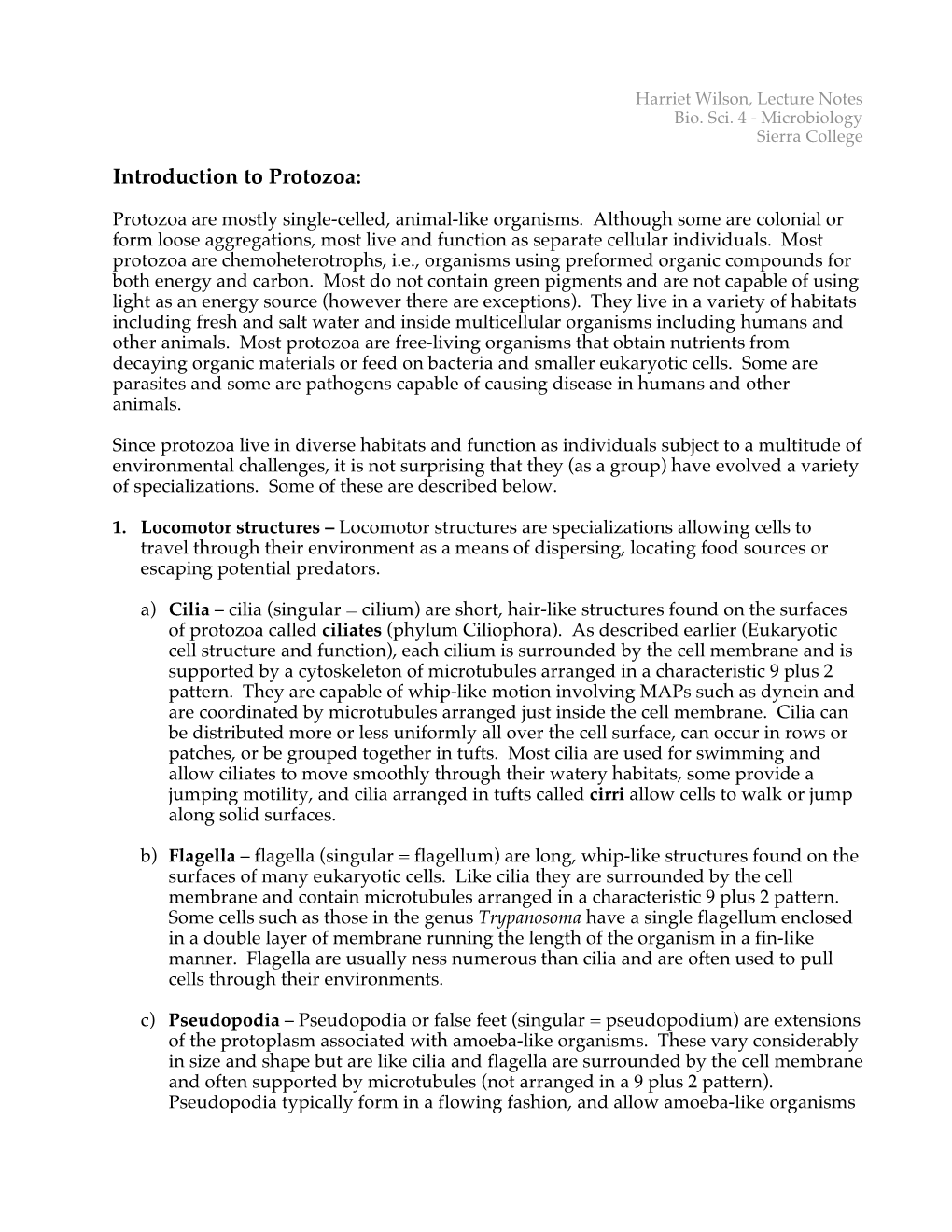 Introduction to Protozoa