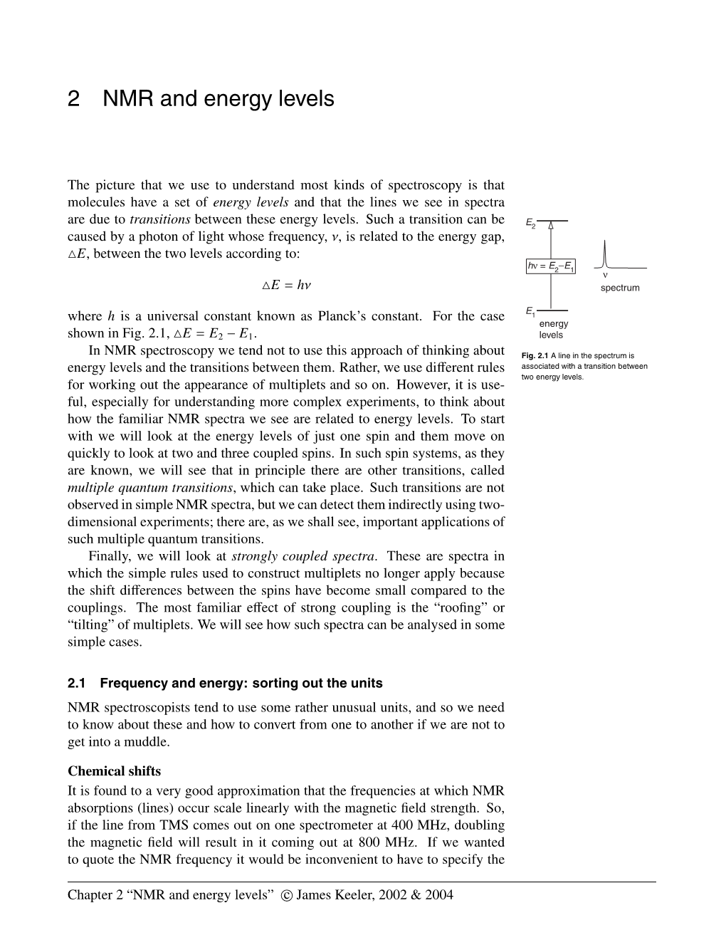 Chapter 2: NMR and Energy Levels