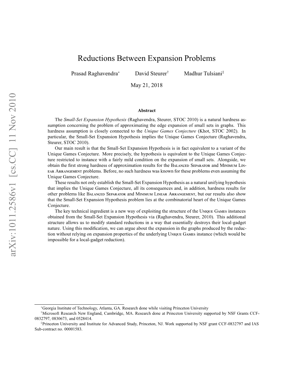 Reductions Between Expansion Problems