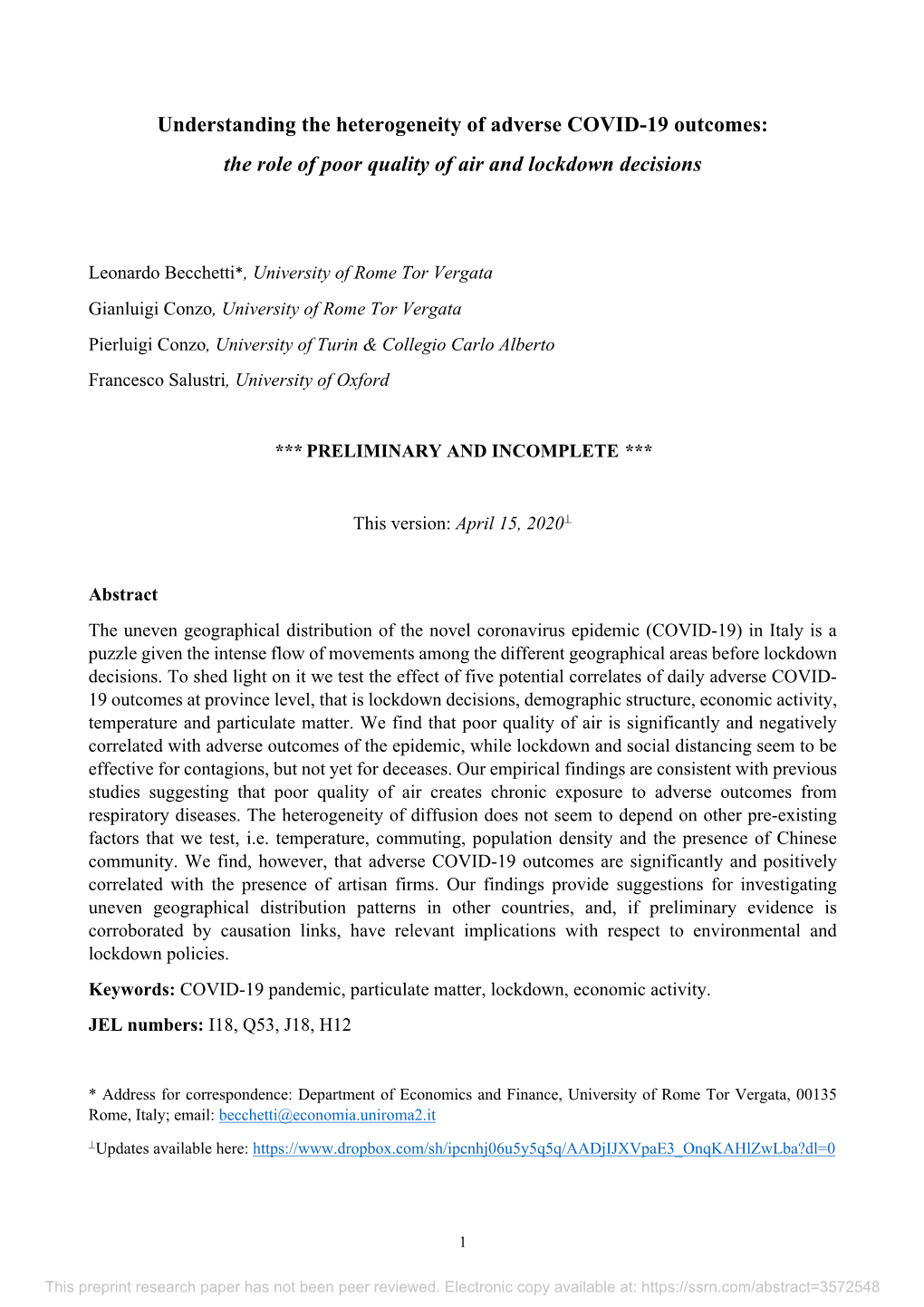 Understanding the Heterogeneity of Adverse COVID-19 Outcomes: the Role of Poor Quality of Air and Lockdown Decisions