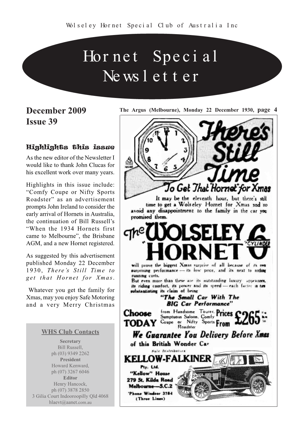 Hornet Special Newsletter
