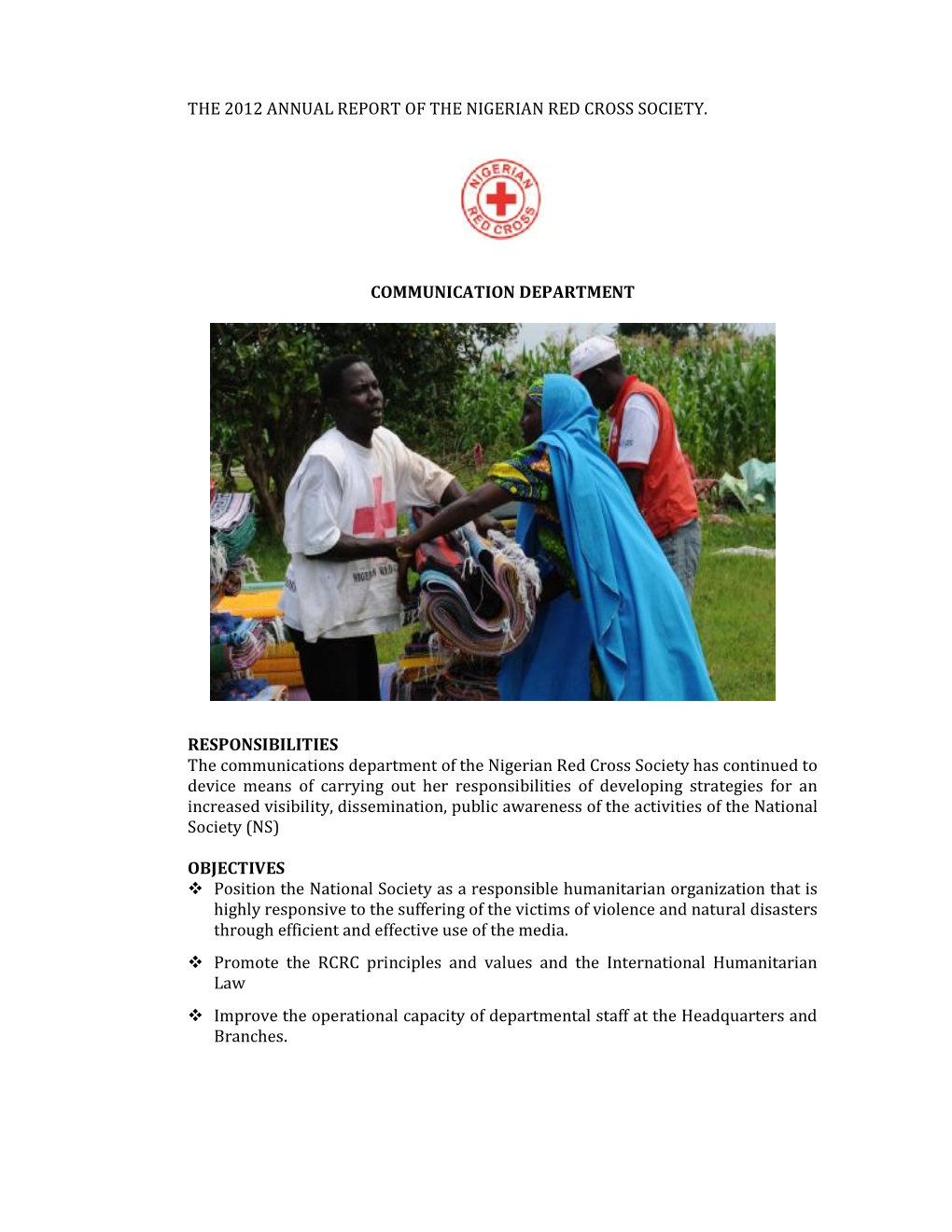 Annual Report of the Nigerian Red Cross Society