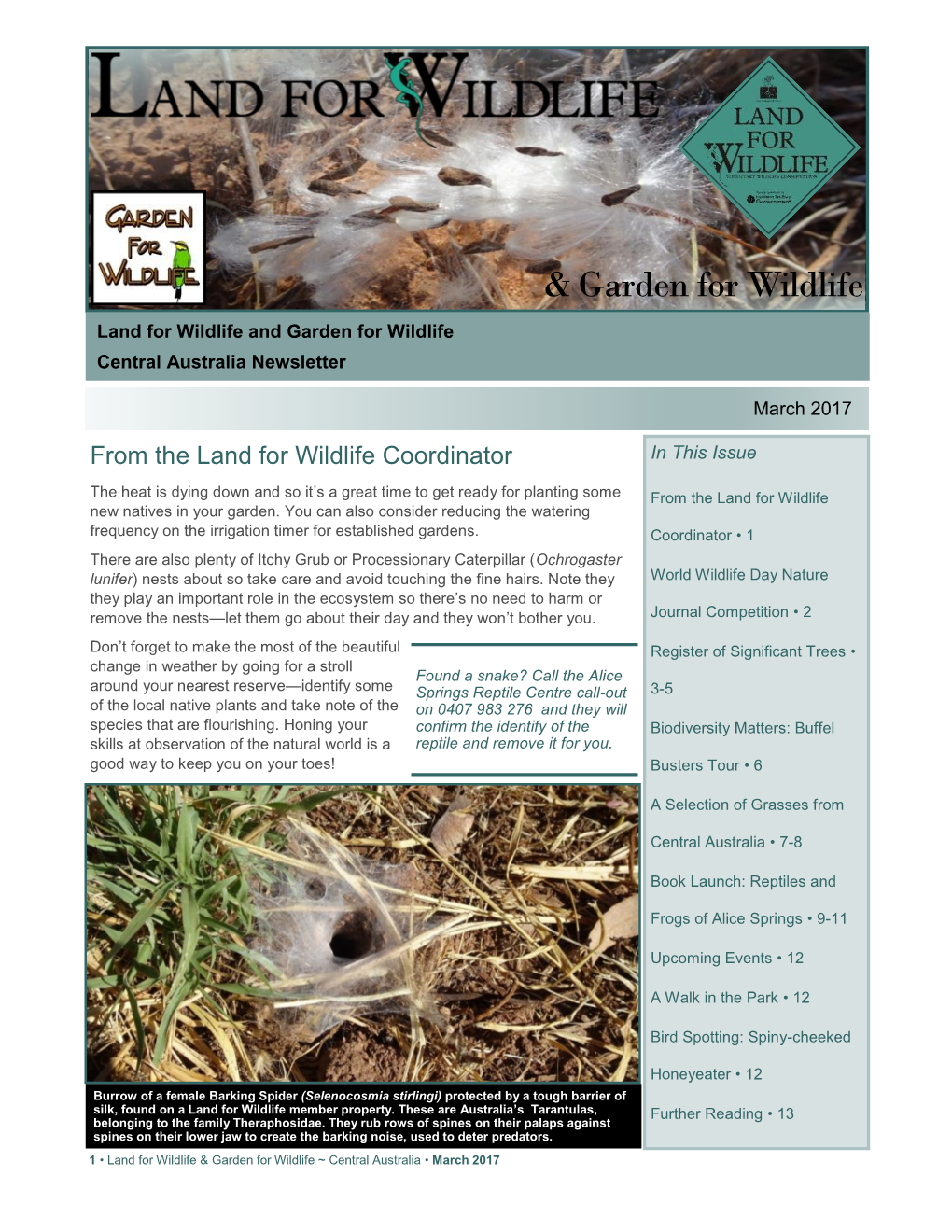 March 2017 Newsletter [PDF 2 MB]World Wildlife Day Nature