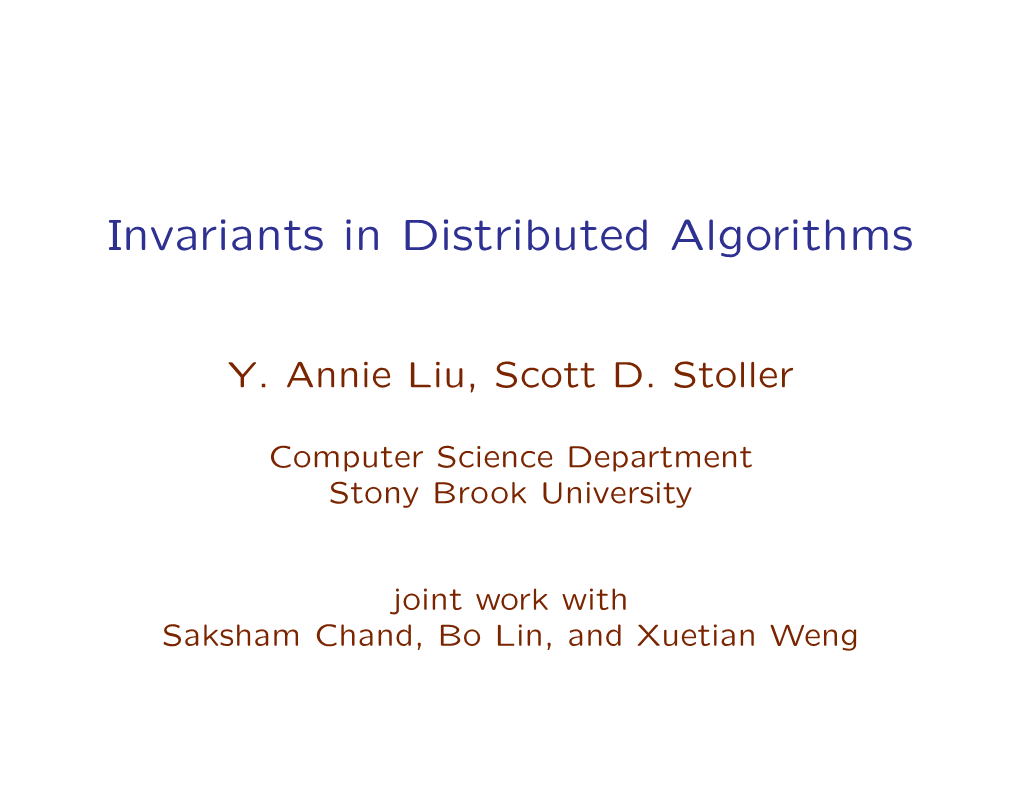 Invariants in Distributed Algorithms