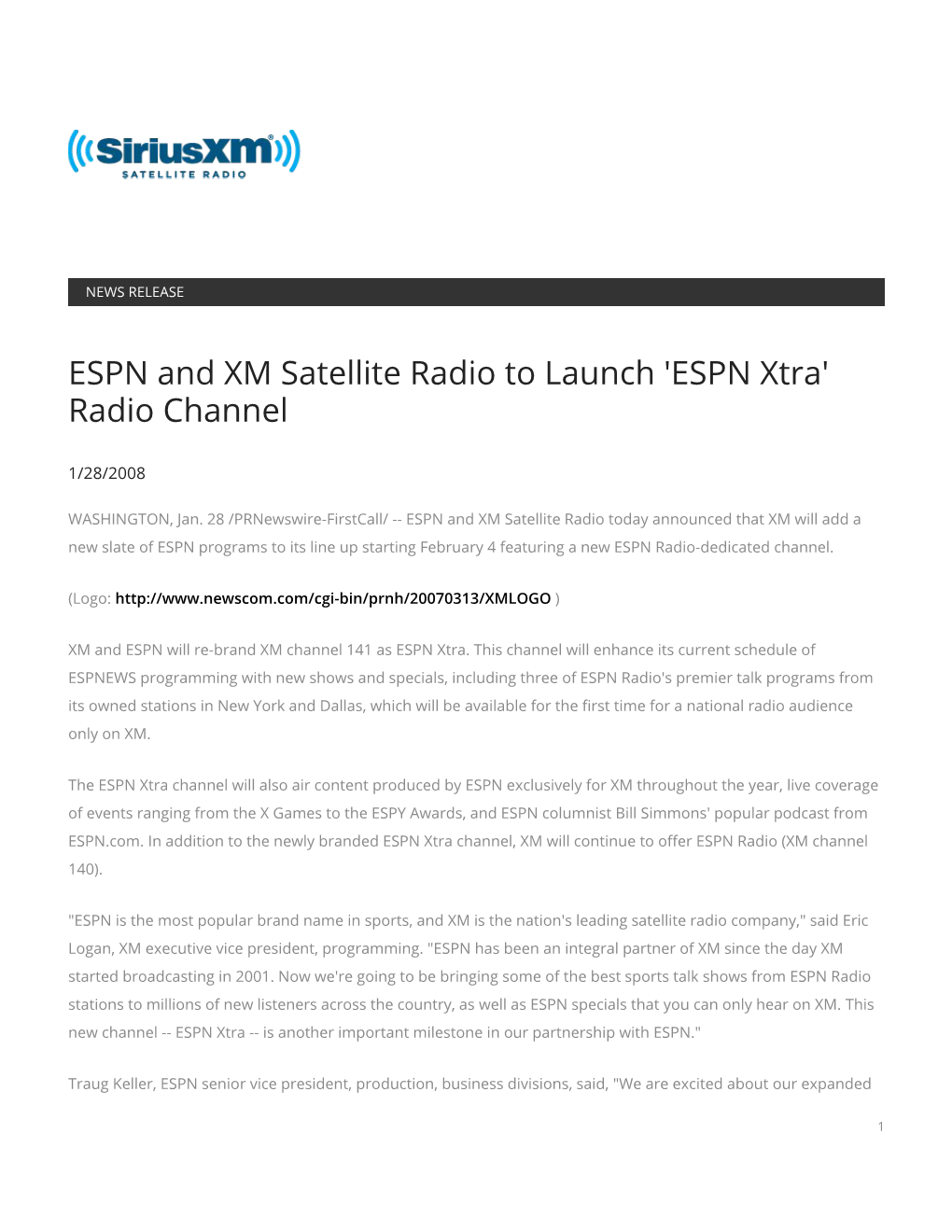 ESPN and XM Satellite Radio to Launch 'ESPN Xtra' Radio Channel