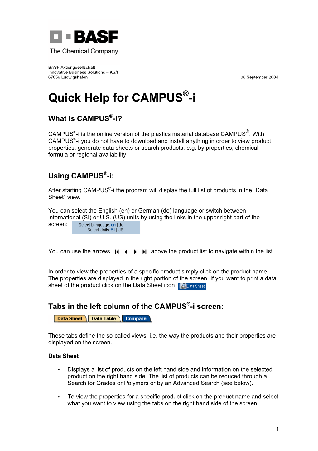 Quick Help for CAMPUS -I