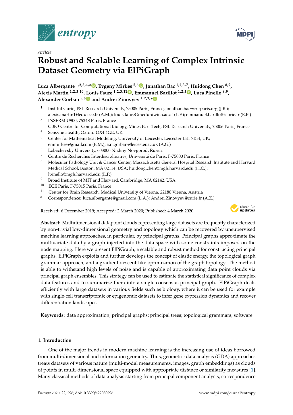 Robust and Scalable Learning of Complex Intrinsic Dataset Geometry Via Elpigraph