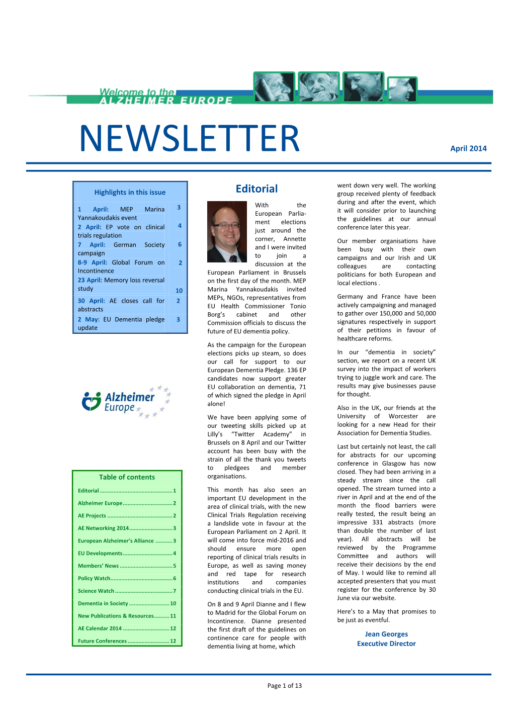 NEWSLETTER April 2014