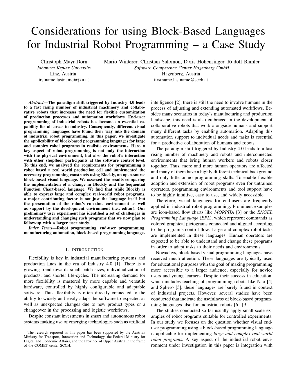 Considerations for Using Block-Based Languages for Industrial Robot Programming – a Case Study