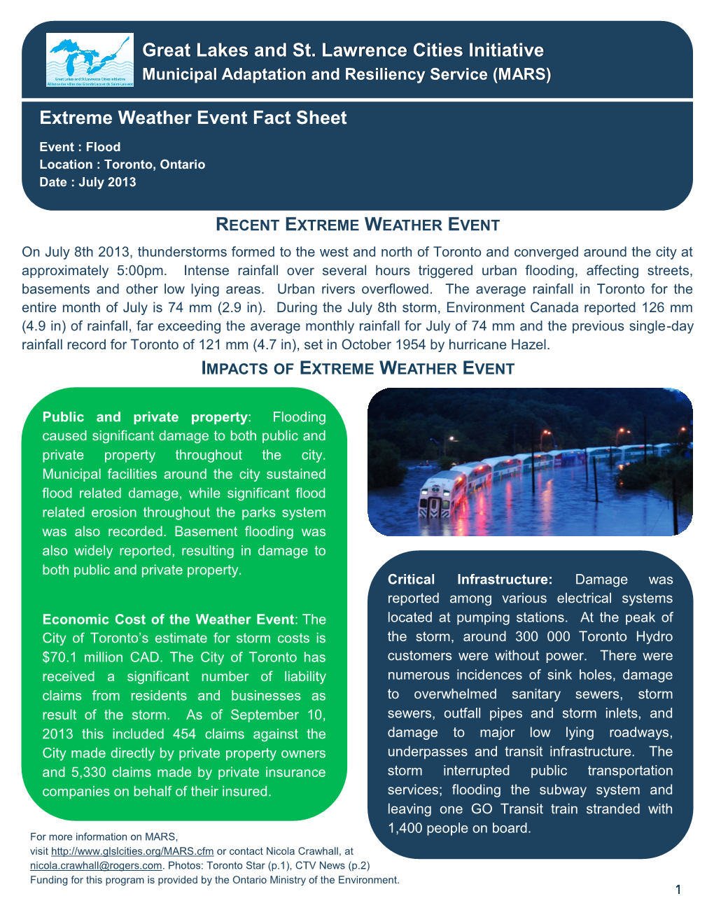 Extreme Weather Event Fact Sheet