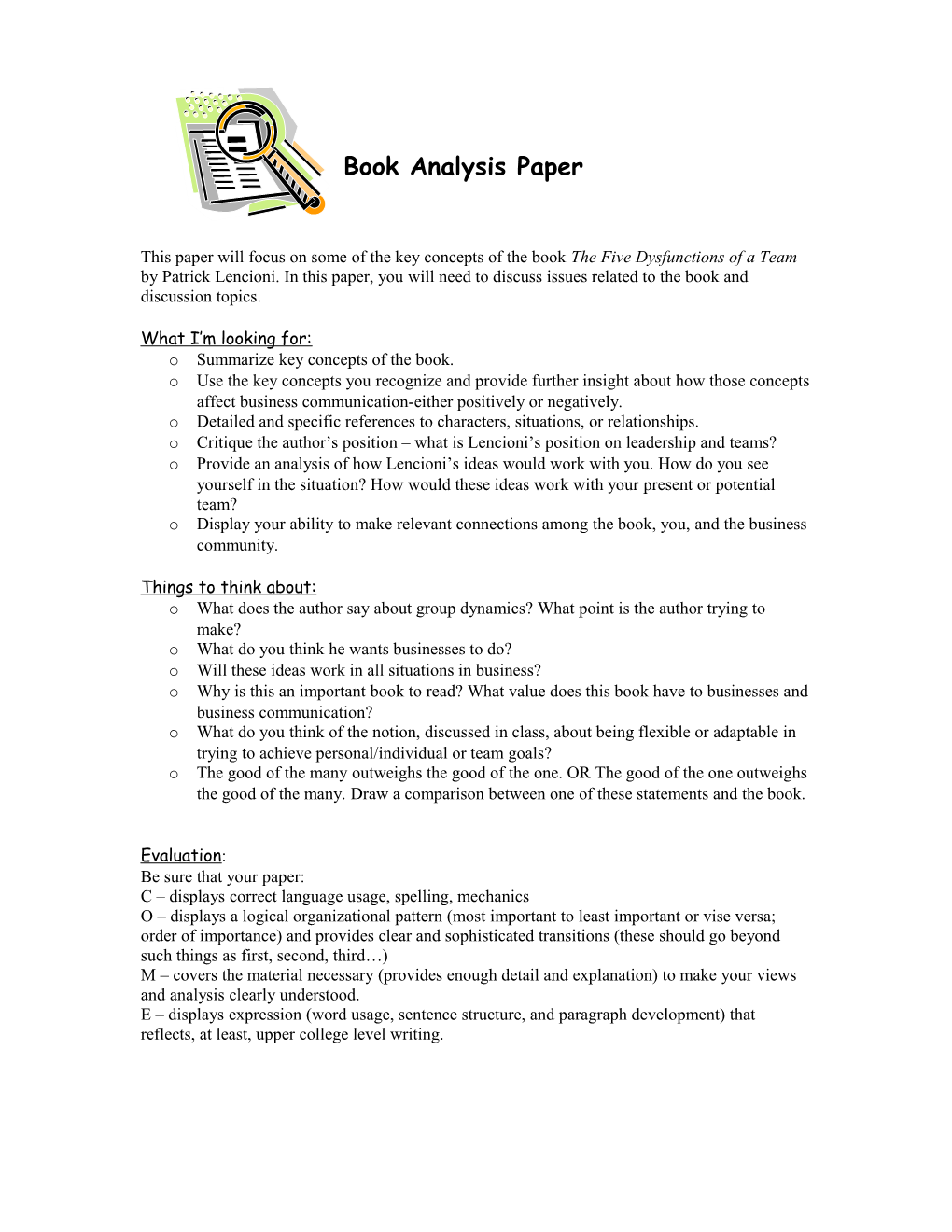 Book Analysis Paper