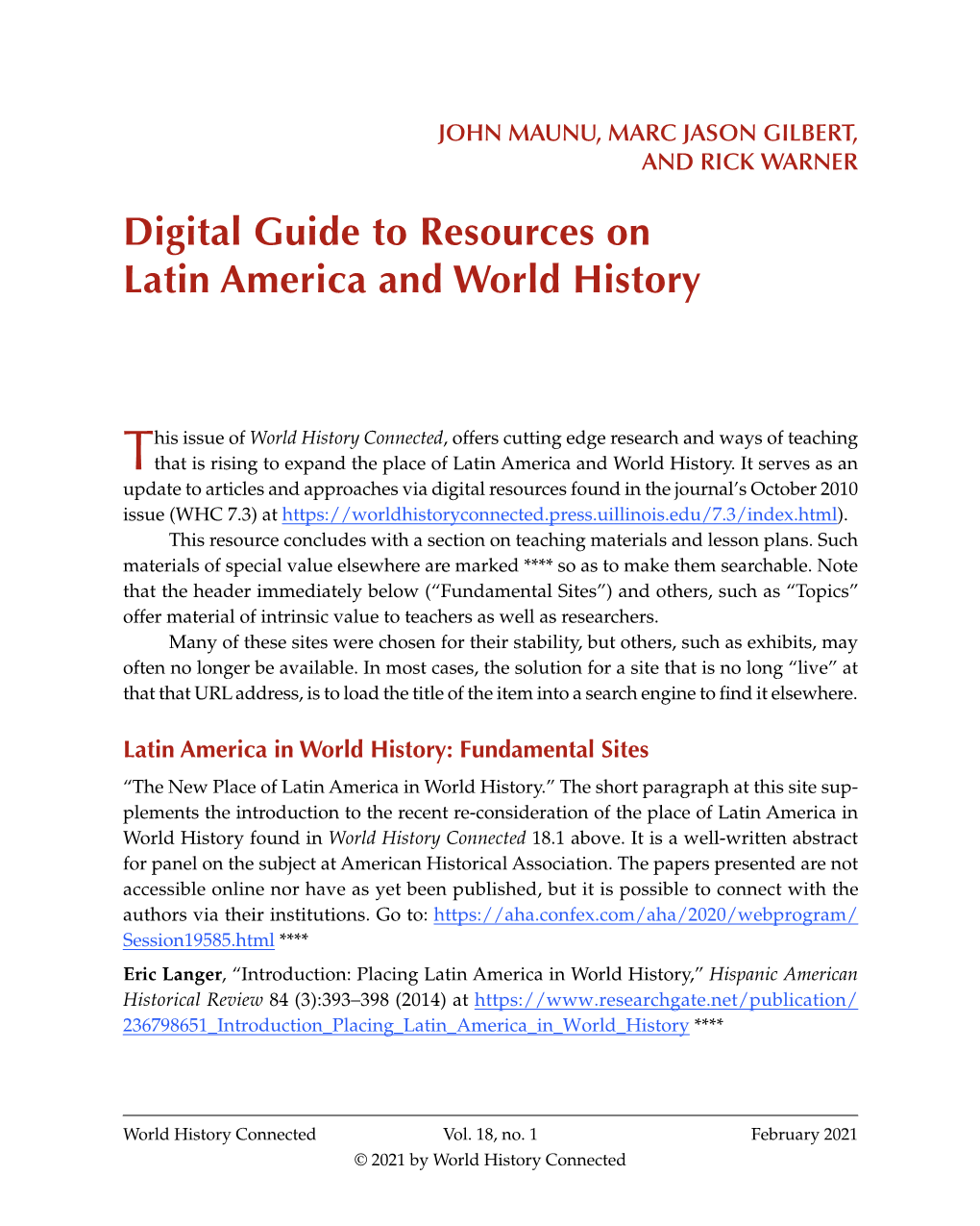 Digital Guide to Resources on Latin America and World History