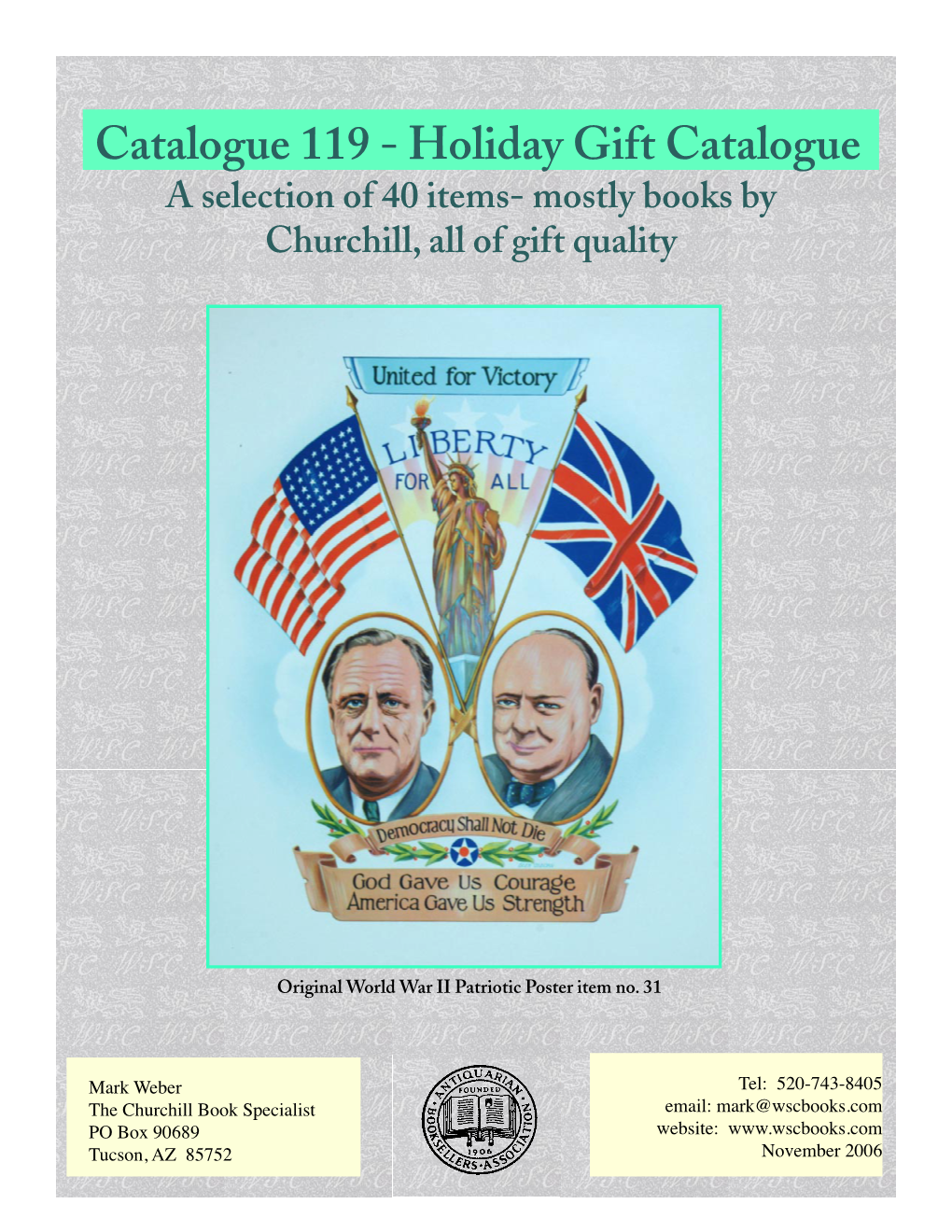 Catalogue 119 - Holiday Gift Catalogue a Selection of 40 Items- Mostly Books by Churchill, All of Gift Quality