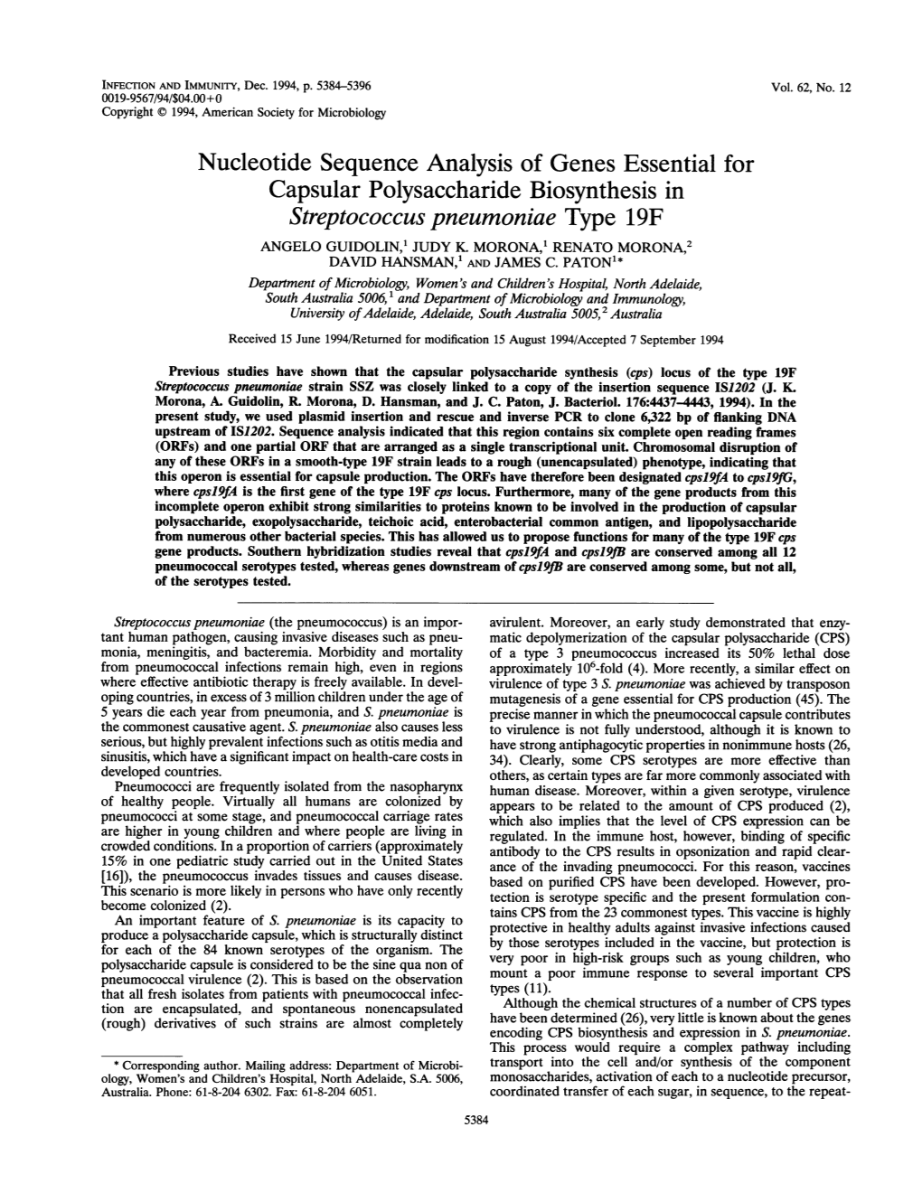 Capsular Polysaccharide Biosynthesisin