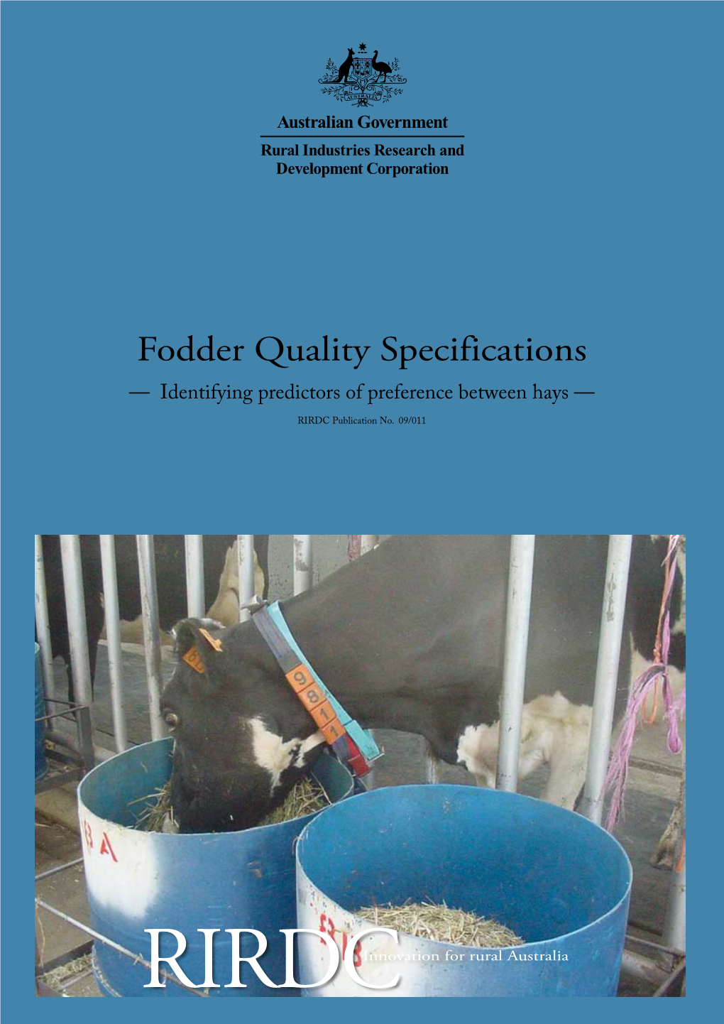 Fodder Quality Specifications — Identifying Predictors of Preference Between Hays — RIRDC Publication No
