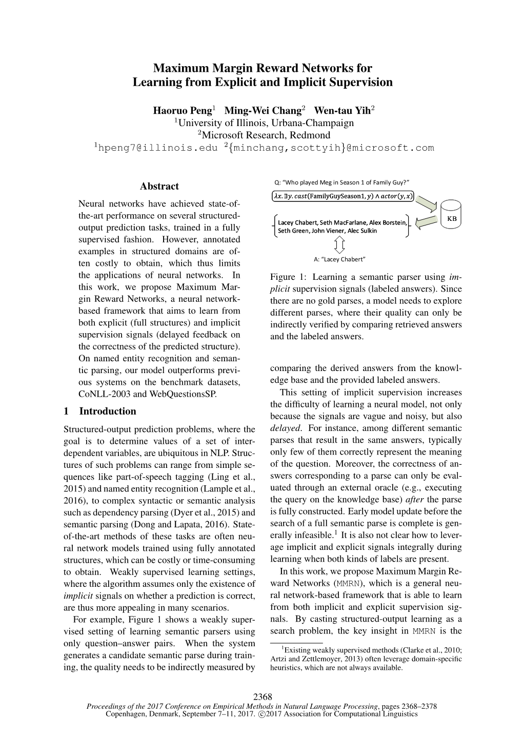 Maximum Margin Reward Networks for Learning from Explicit and Implicit Supervision