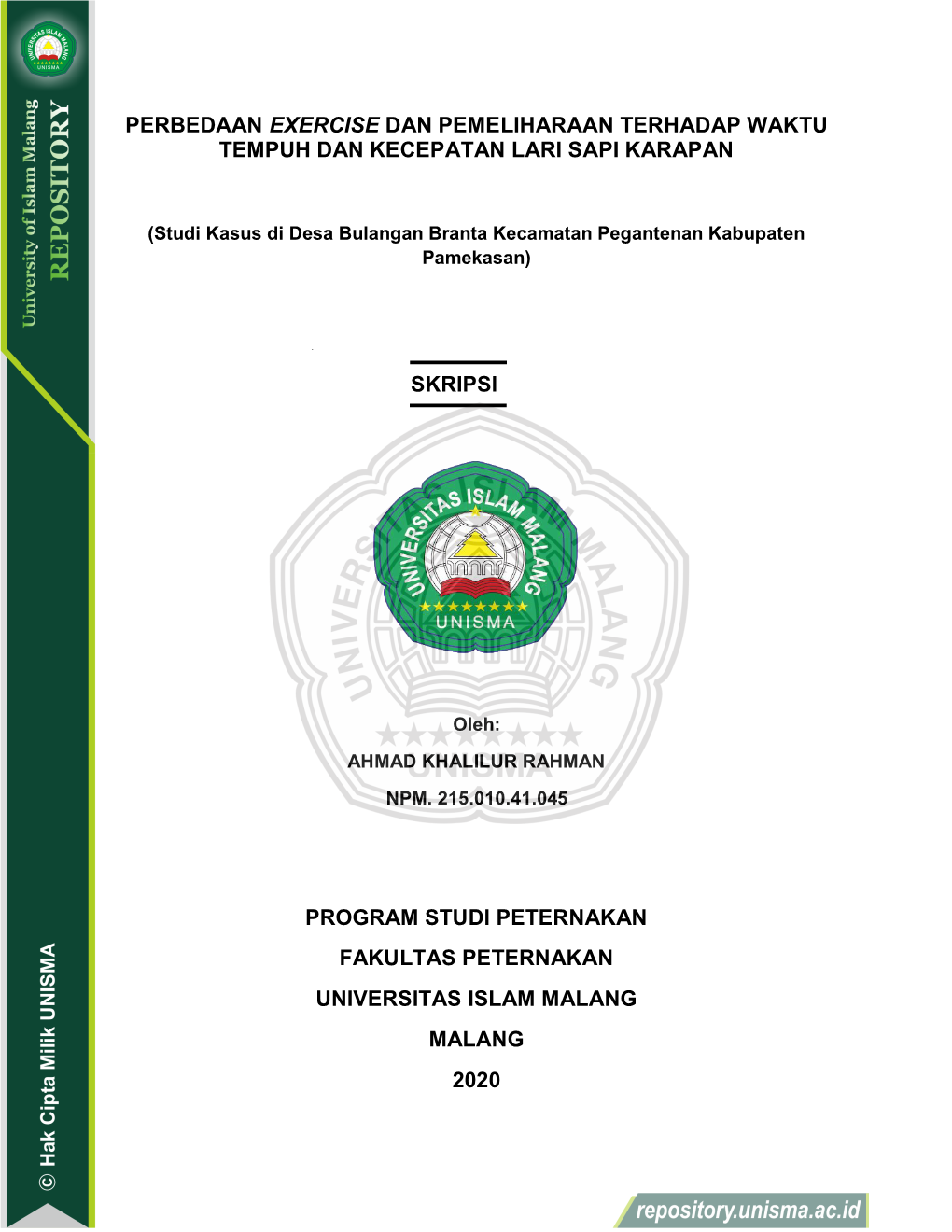 Studi Kasus Di Desa Bulangan Branta Kecamatan Pegantenan Kabupaten Pamekasan)