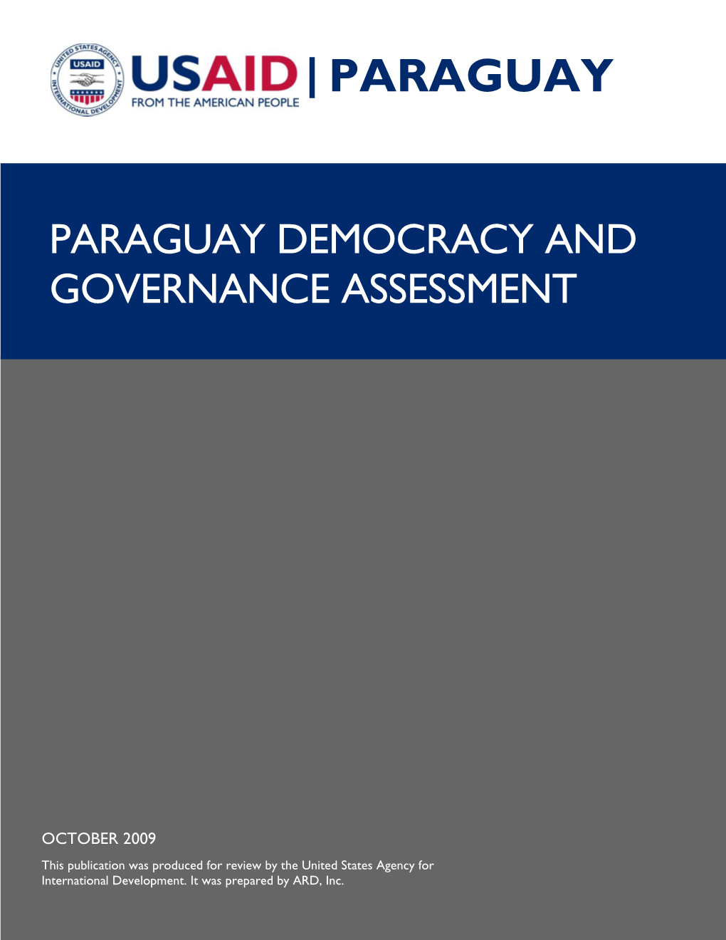 Paraguay Democracy and Governance Assessment 2009