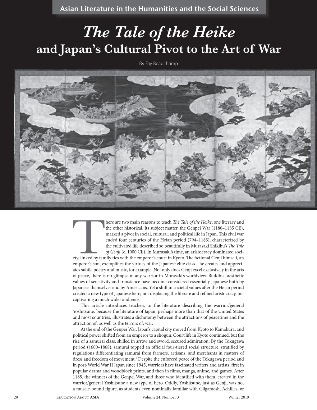 The Tale of the Heike and Japan’S Cultural Pivot to the Art of War by Fay Beauchamp