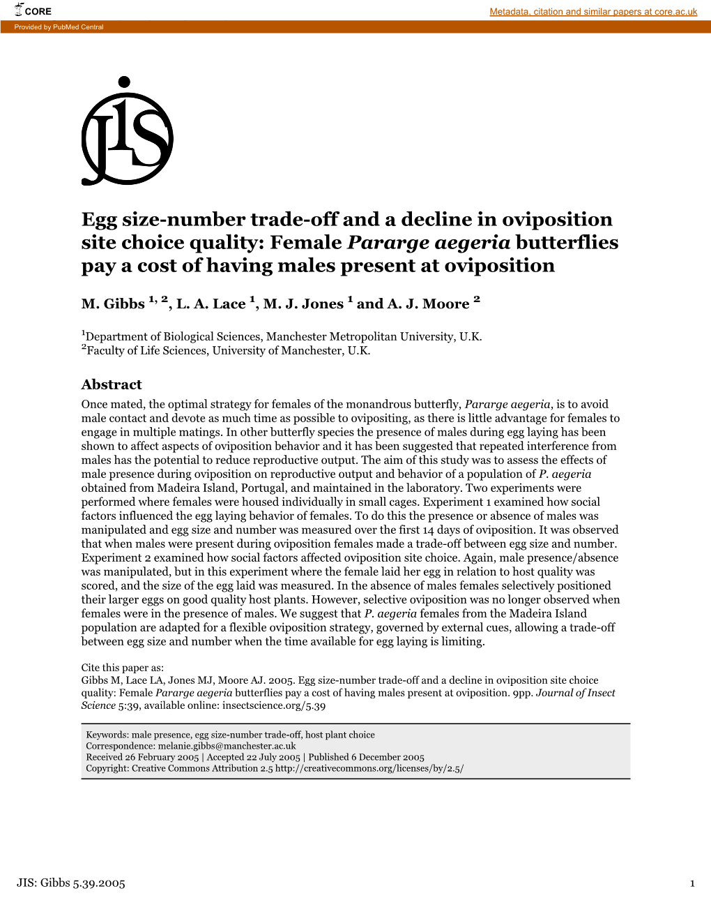 JIS: Gibbs 5.39.2005 1 Journal of Insect Science | ISSN: 1536-2442