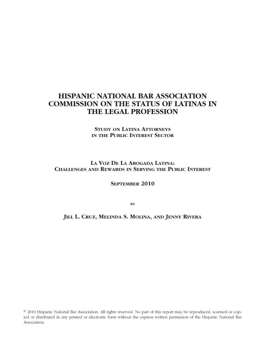 Hispanic National Bar Association Commission on the Status of Latinas in the Legal Profession