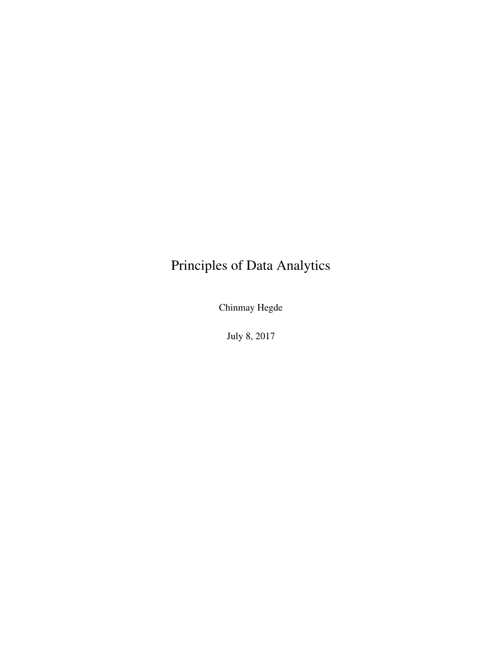 Principles of Data Analytics