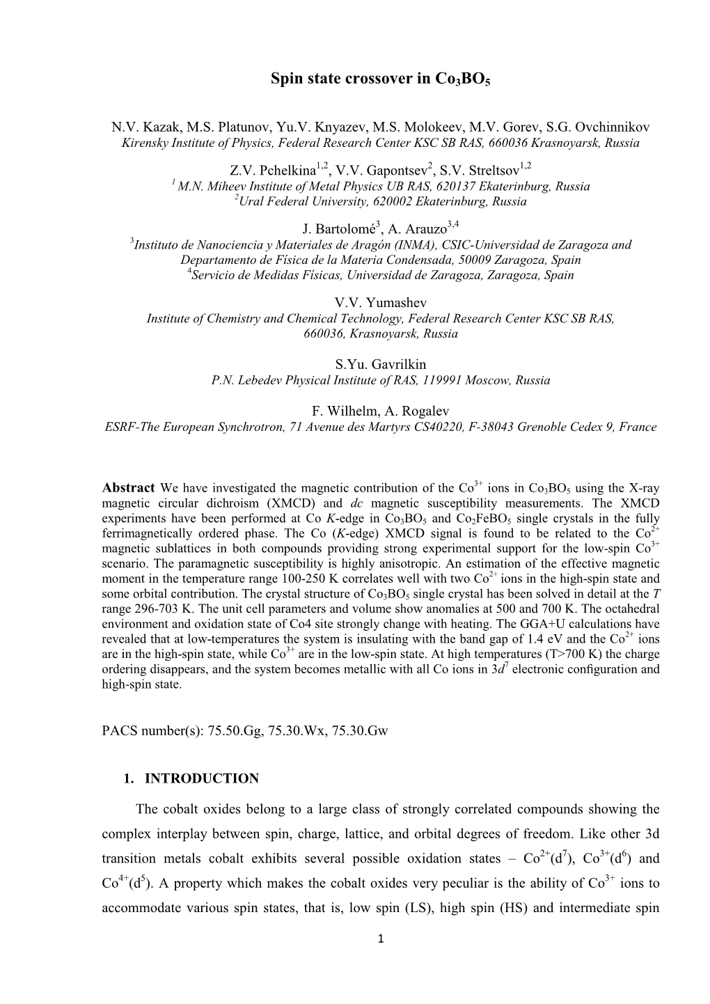 Spin State Crossover in Co3bo5