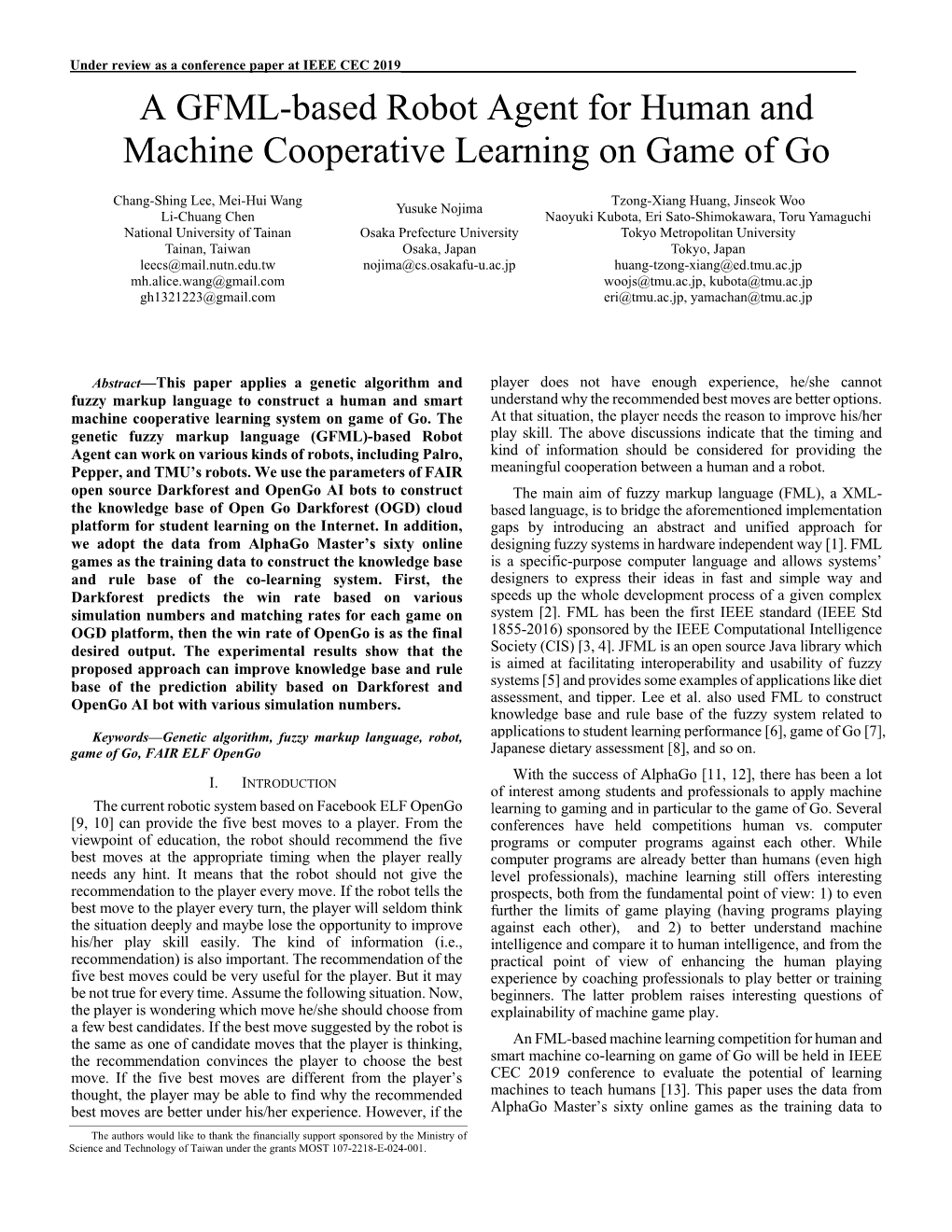 A GFML-Based Robot Agent for Human and Machine Cooperative Learning on Game of Go