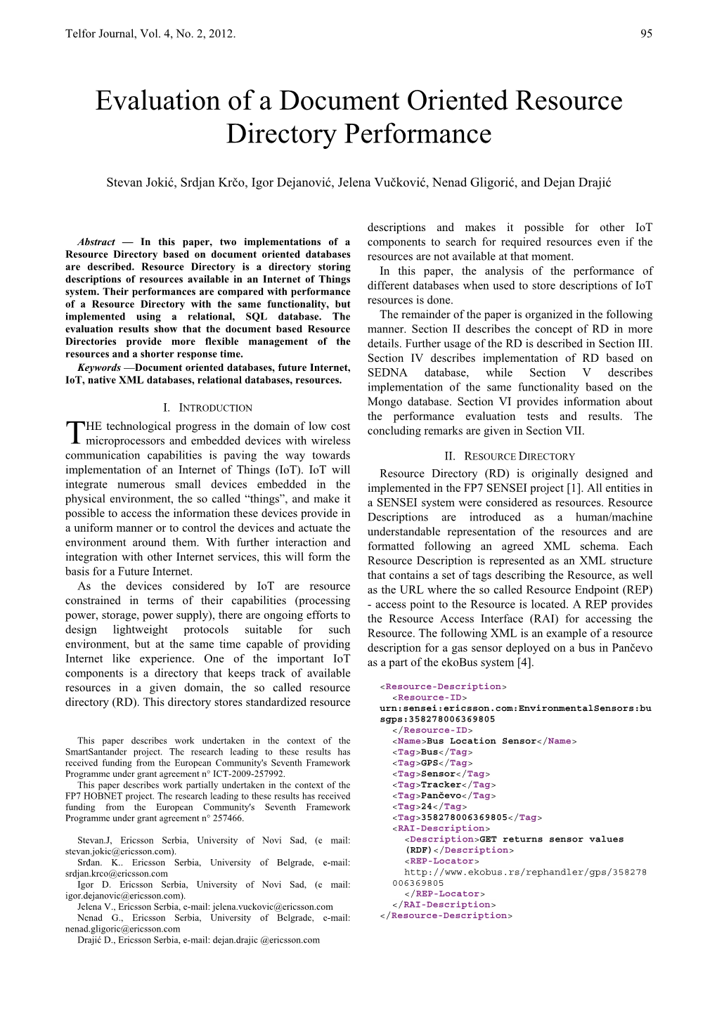 Evaluation of a Document Oriented Resource Directory Performance