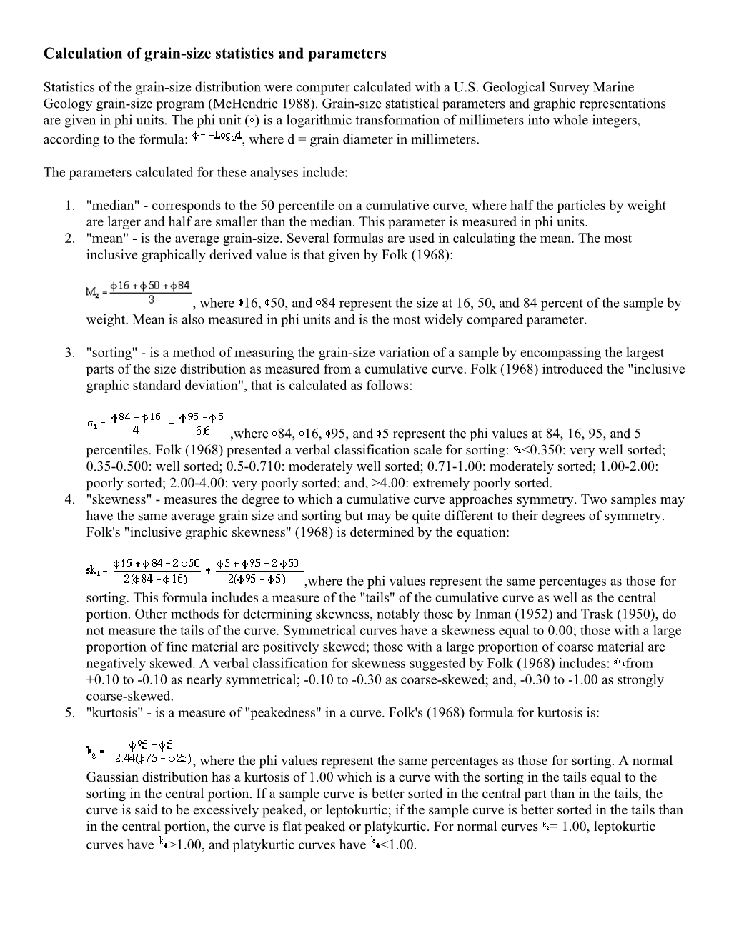 Calculation of Grain-Size Statistics and Parameters