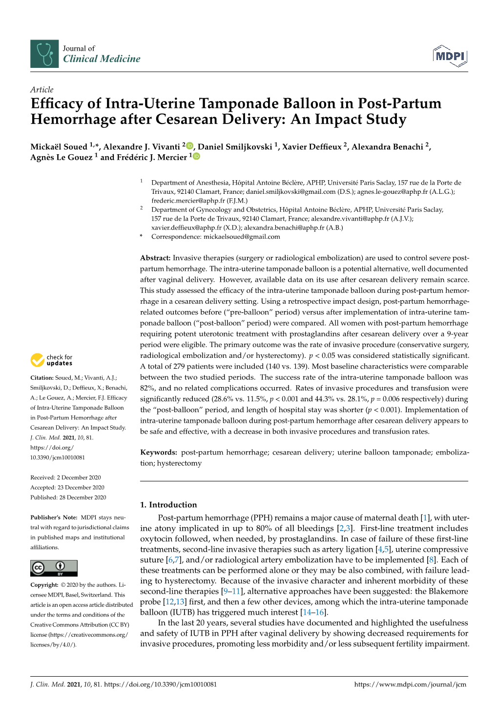 Efficacy of Intra-Uterine Tamponade Balloon in Post-Partum