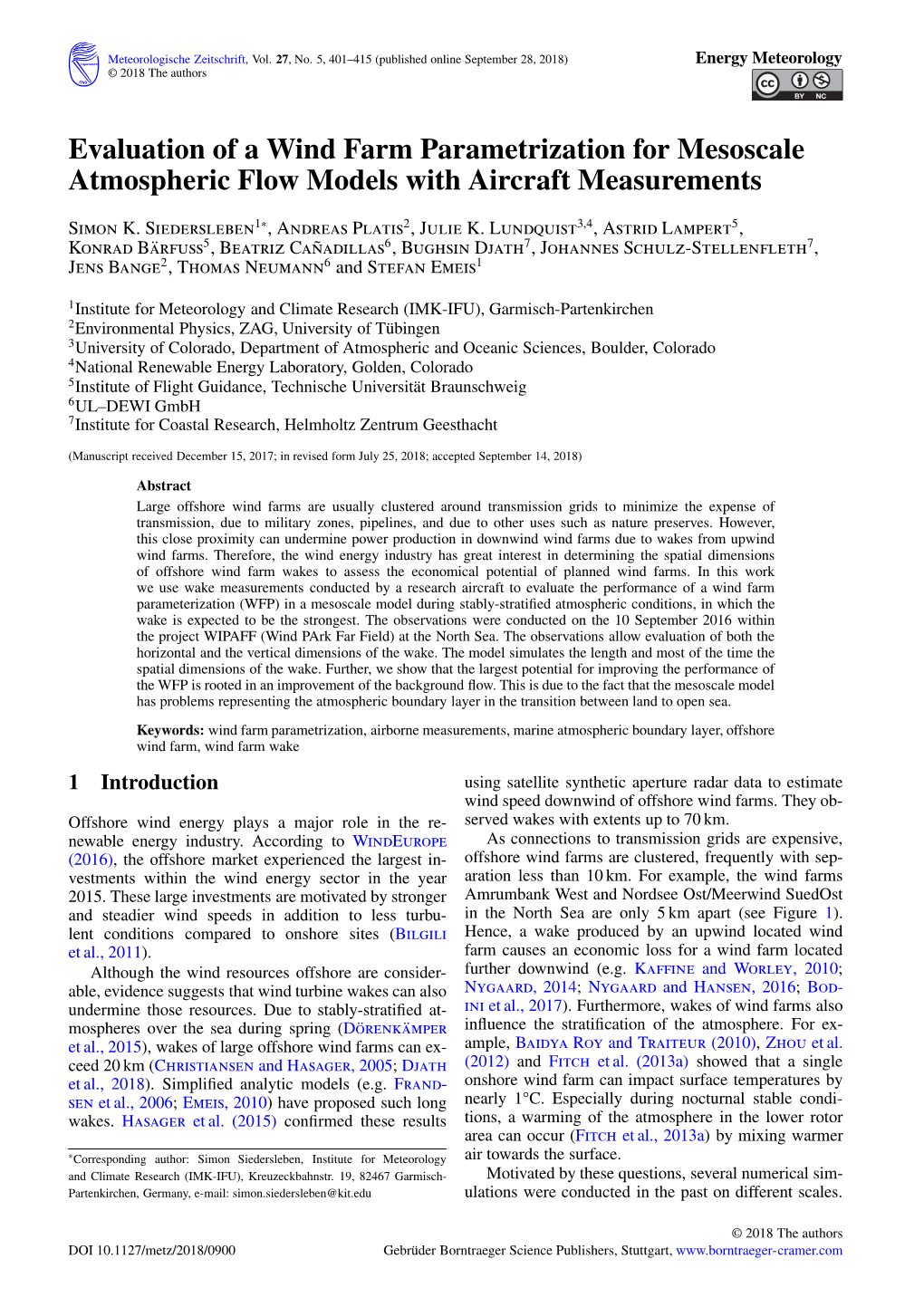 Evaluation of a Wind Farm Parametrization for Mesoscale Atmospheric Flow Models with Aircraft Measurements