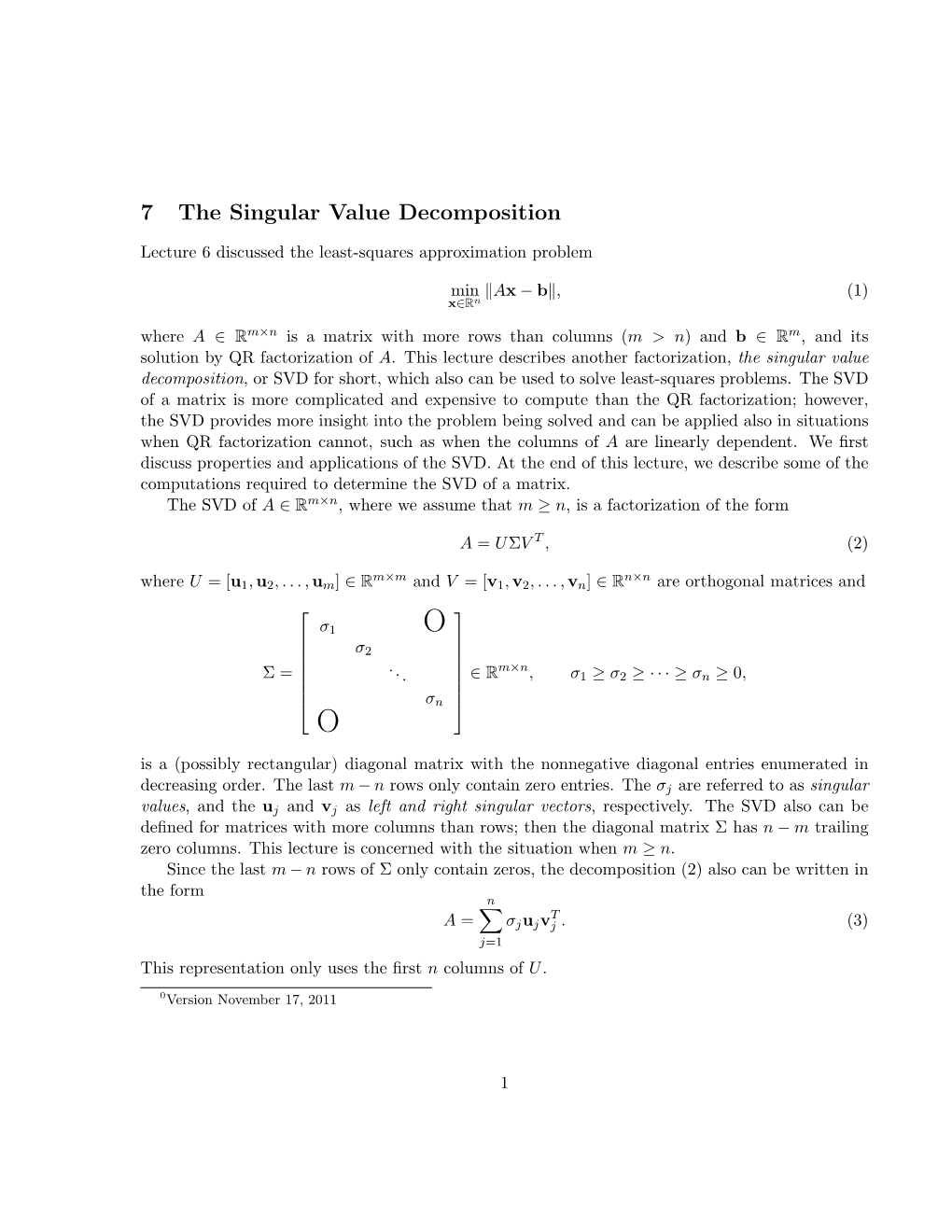 7 the Singular Value Decomposition