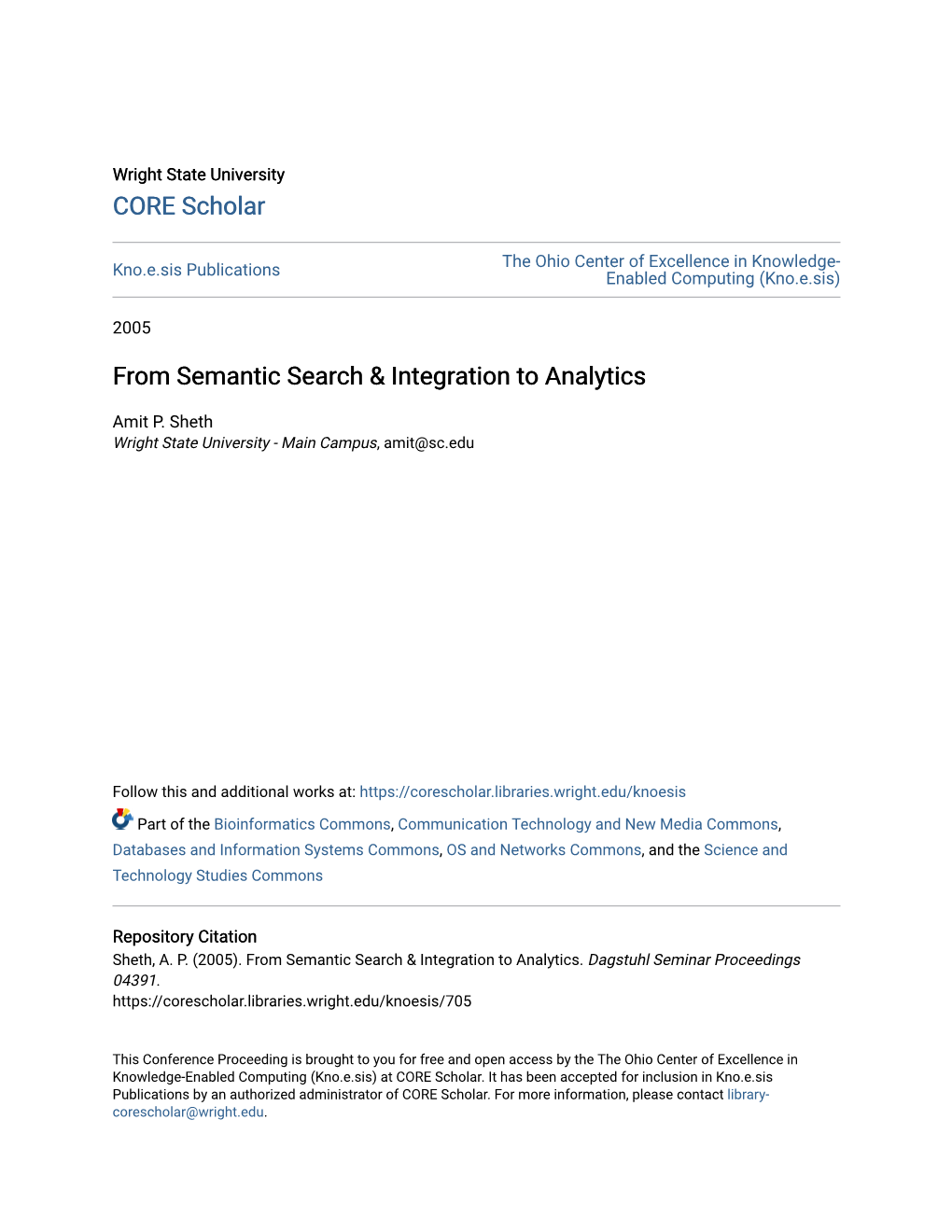 From Semantic Search & Integration to Analytics