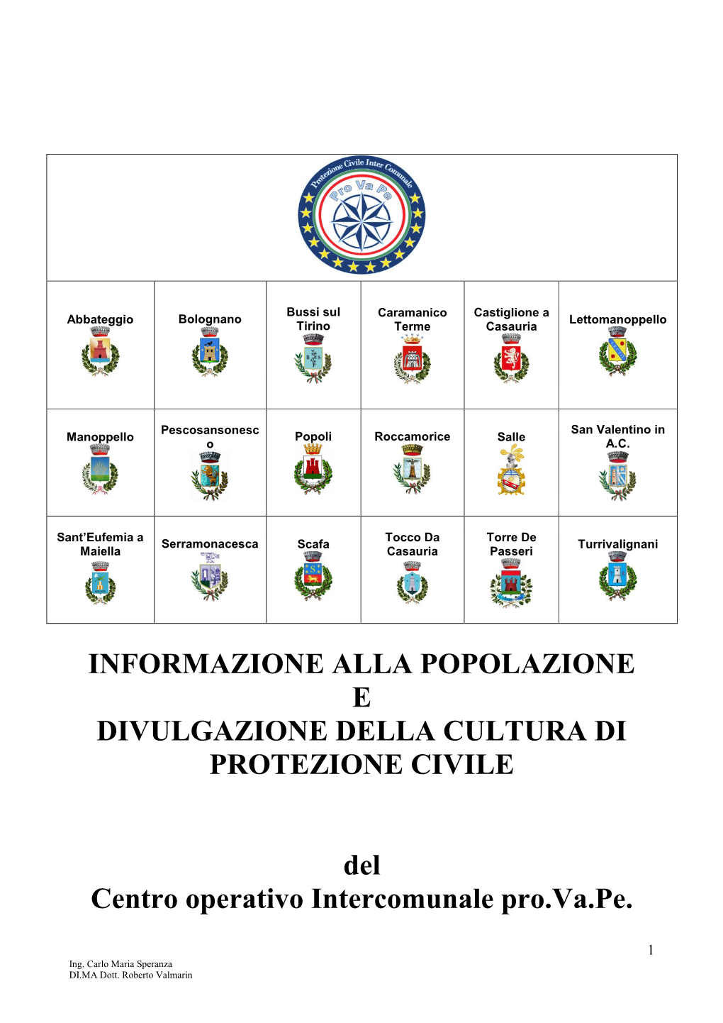 Divulgazione Della Cultura Di Protezione Civile