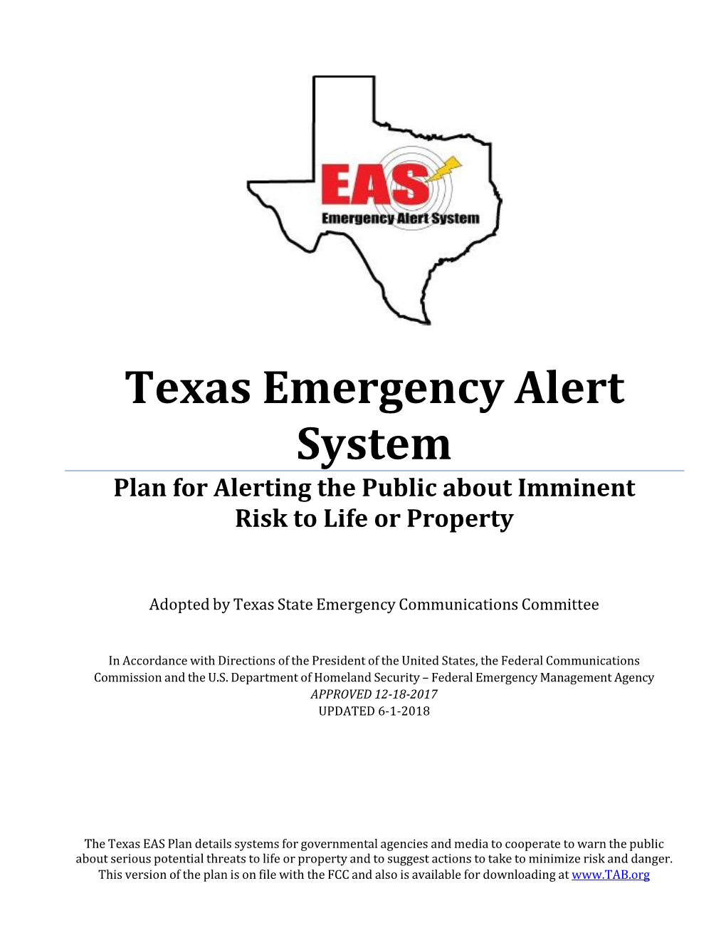 Texas State EAS Plan Actually Is a Multi-County Area Designated As ” Operational Area” Or “Local Area” for EAS Activation Purposes