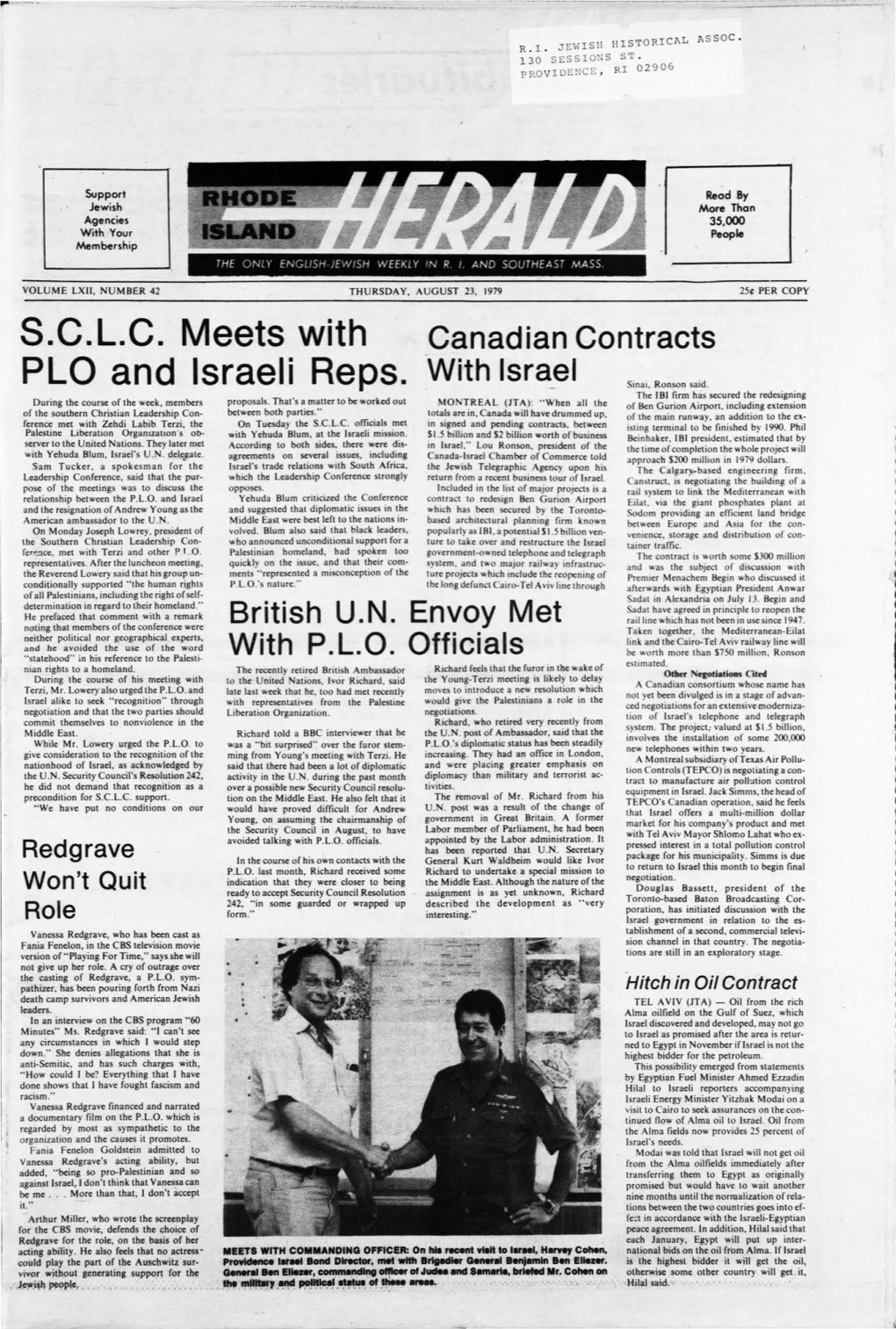 S.C.L.C. Meets with PLO and Israeli Reps