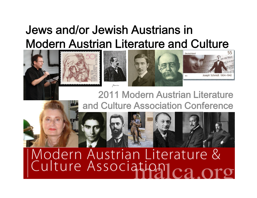 Jews And/Or Jewish Austrians in Modern Austrian Literature and Culture