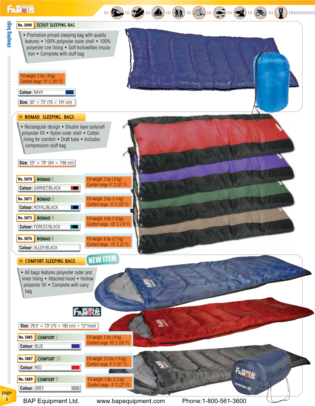 Sleeping Bags BAP Equipment Ltd. Phone:1
