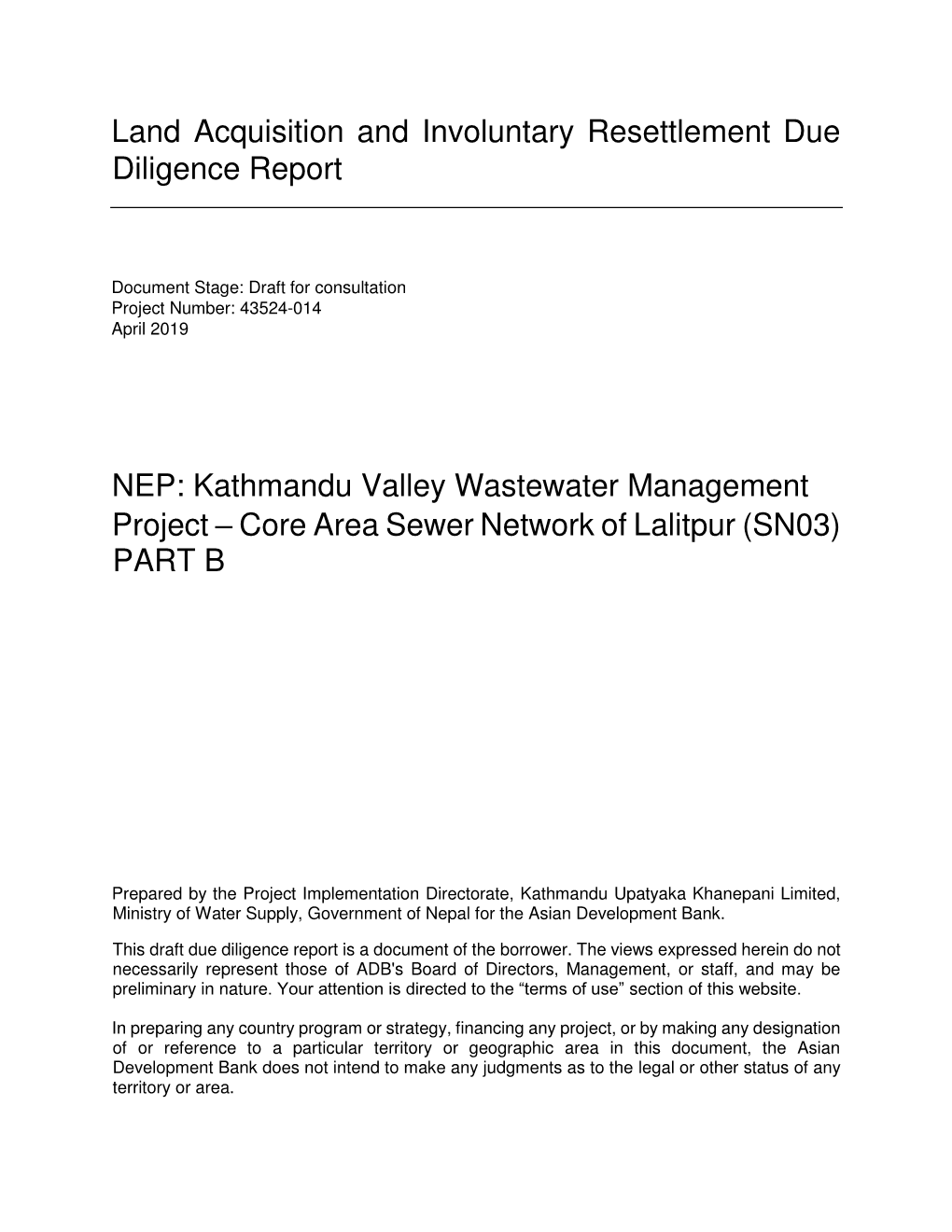 Kathmandu Valley Wastewater Management Project – Core Area Sewer Network of Lalitpur (SN03) PART B