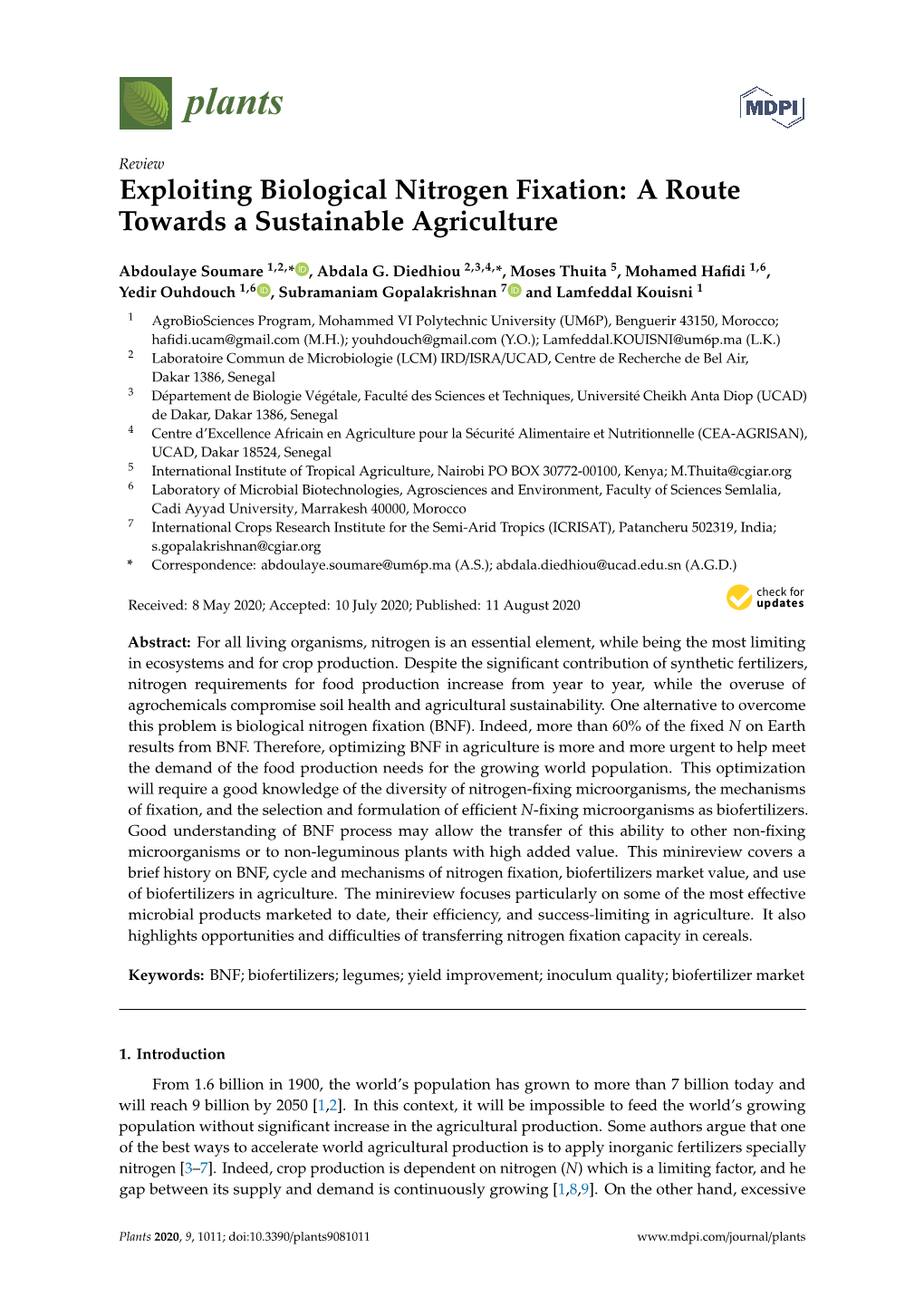 Exploiting Biological Nitrogen Fixation: a Route Towards a Sustainable Agriculture