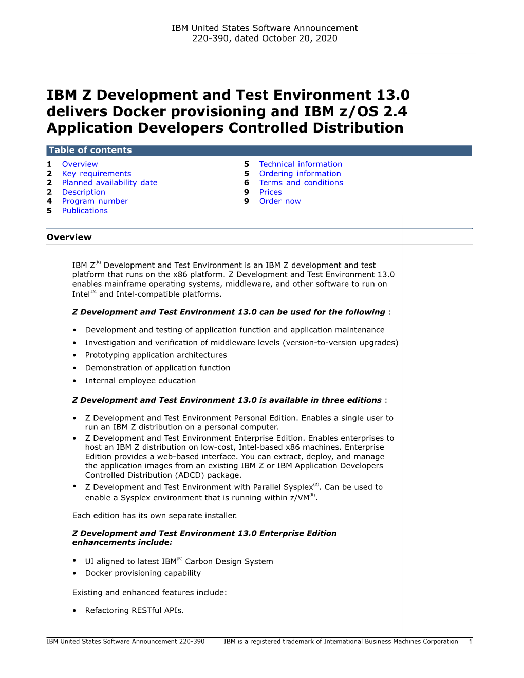 IBM Z Development and Test Environment 13.0 Delivers Docker Provisioning and IBM Z/OS 2.4 Application Developers Controlled Distribution