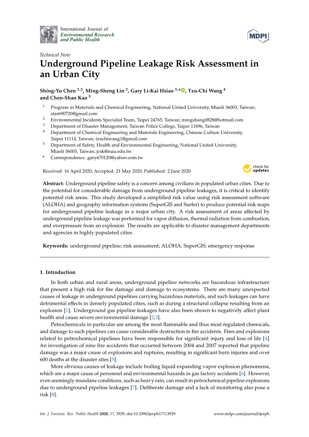 Underground Pipeline Leakage Risk Assessment in an Urban City