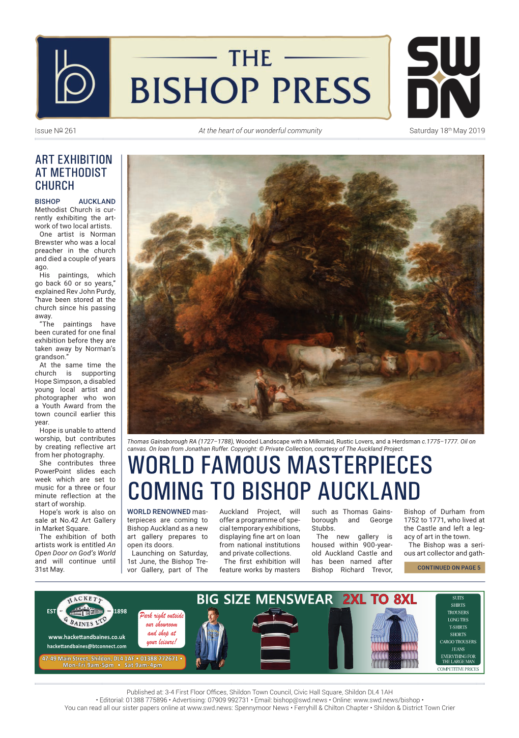 World Famous Masterpieces Coming to Bishop Auckland