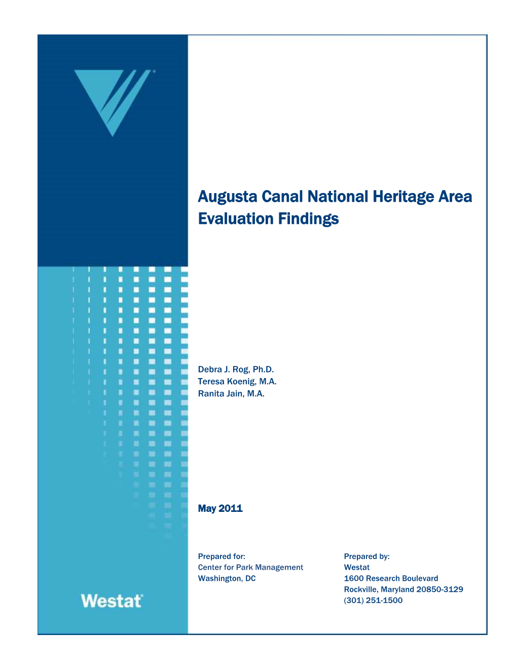 Augusta Canal National Heritage Area Evaluation Findings