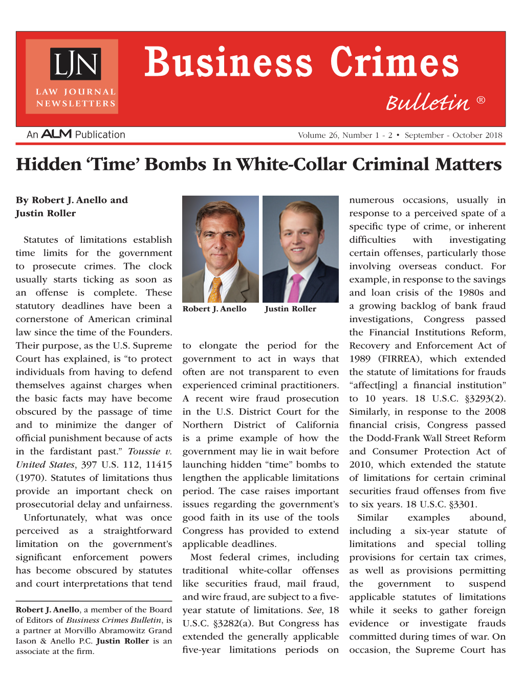 Bombs in White-Collar Criminal Matters