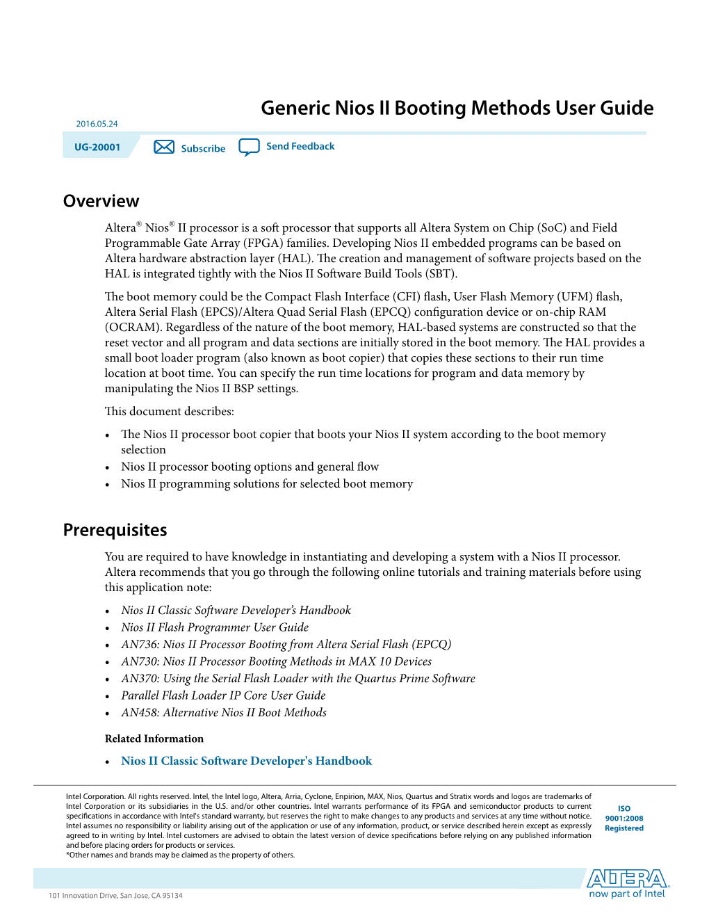 Generic Nios II Booting Methods User Guide 2016.05.24