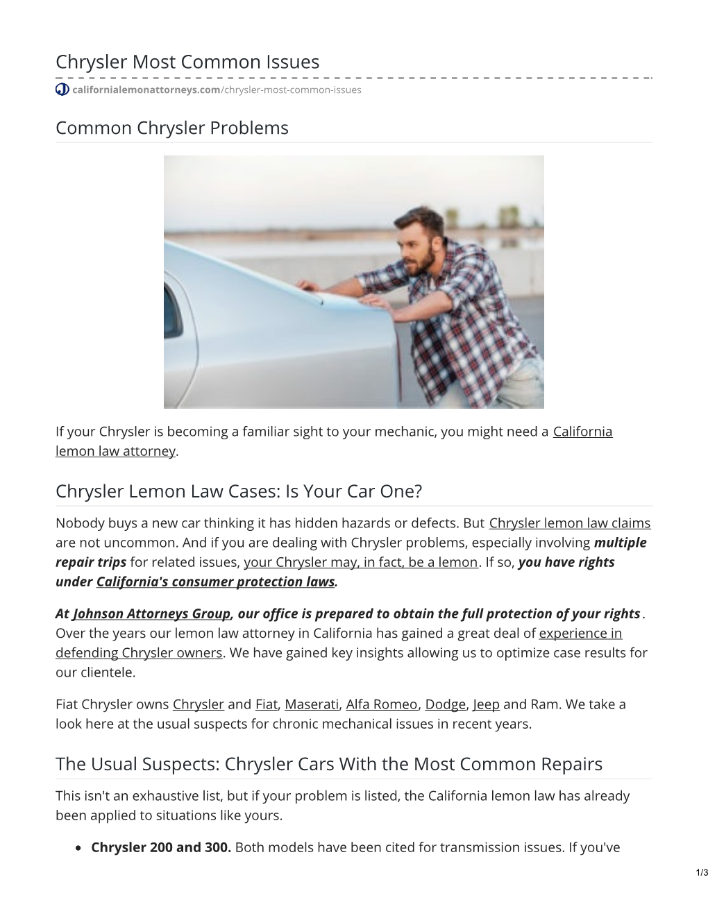 Chrysler Most Common Issues