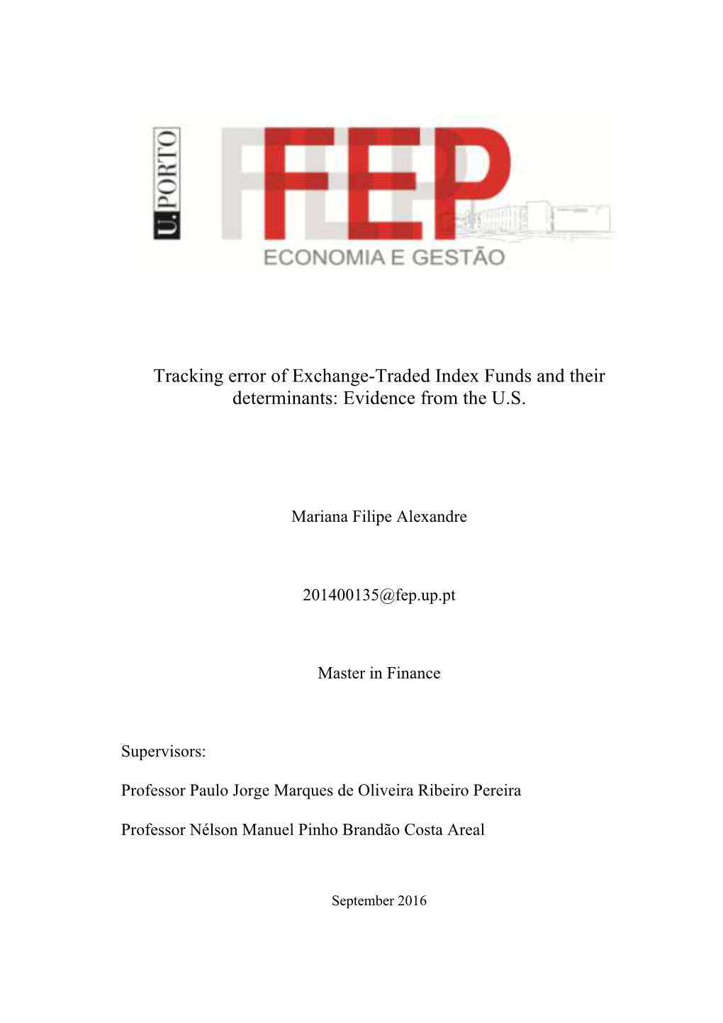 Tracking Error of Exchange-Traded Index Funds and Their Determinants: Evidence from the U.S